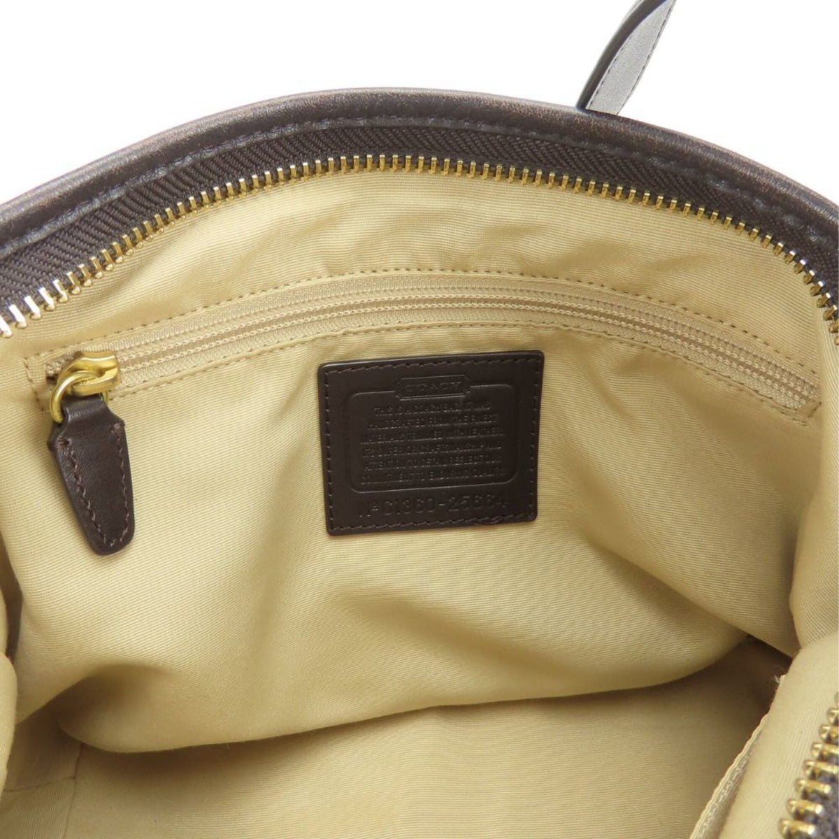 Coach Signature Beige Dark Brown Canvas Leather Shoulder Bag (Pre-Owned)