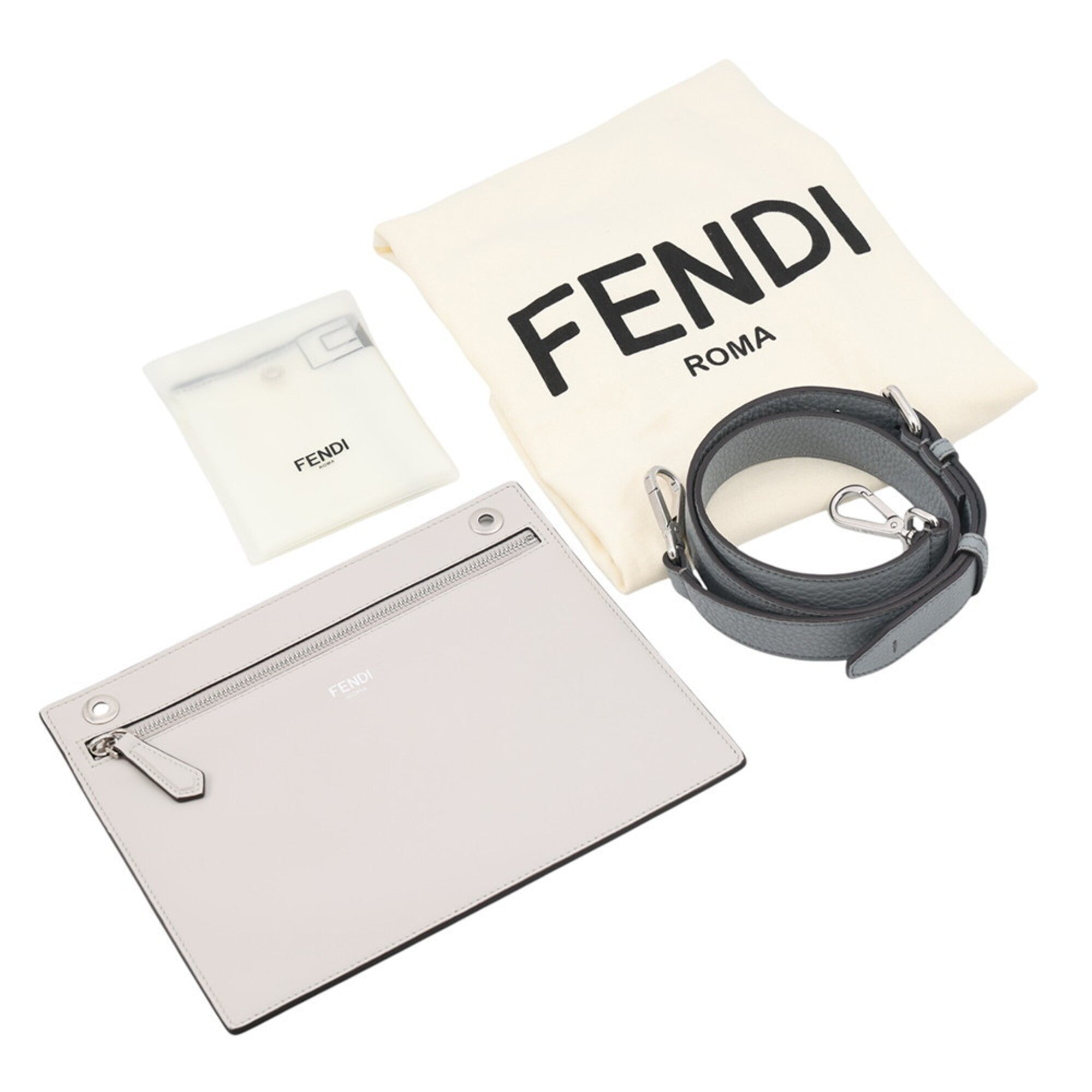 Fendi Gray Leather Handbag (Pre-Owned)