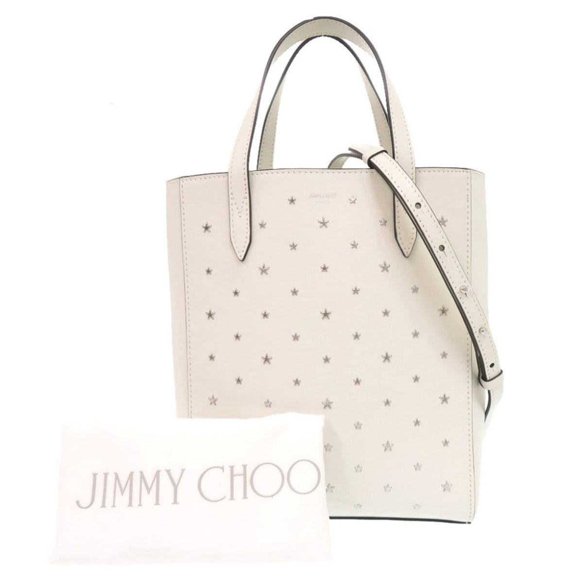 Jimmy Choo White Leather Handbag Shoulder Bag Tote Bag (Pre-Owned)