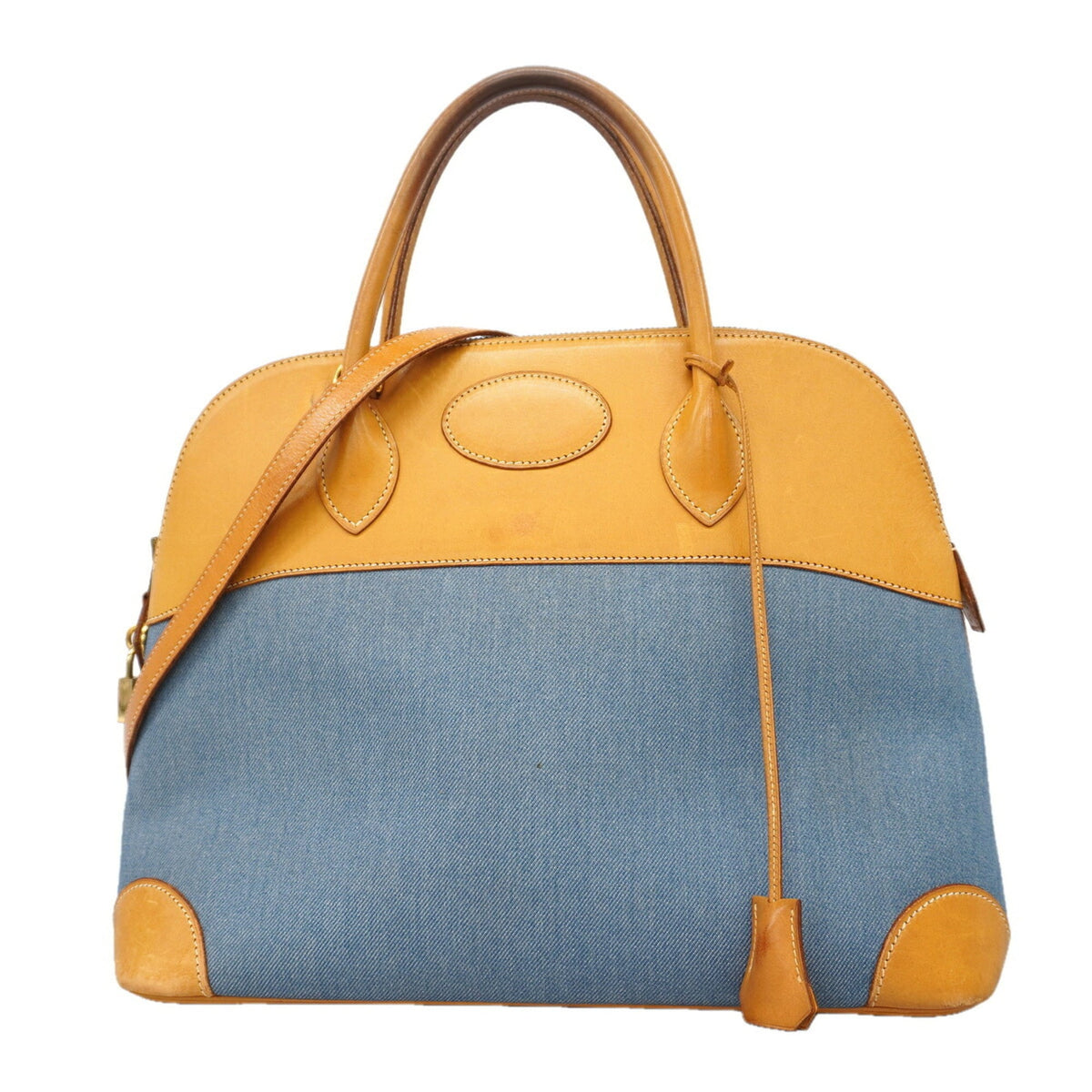 Hermes Natural Toile Jean Barenia Leather Handbag (Pre-Owned)