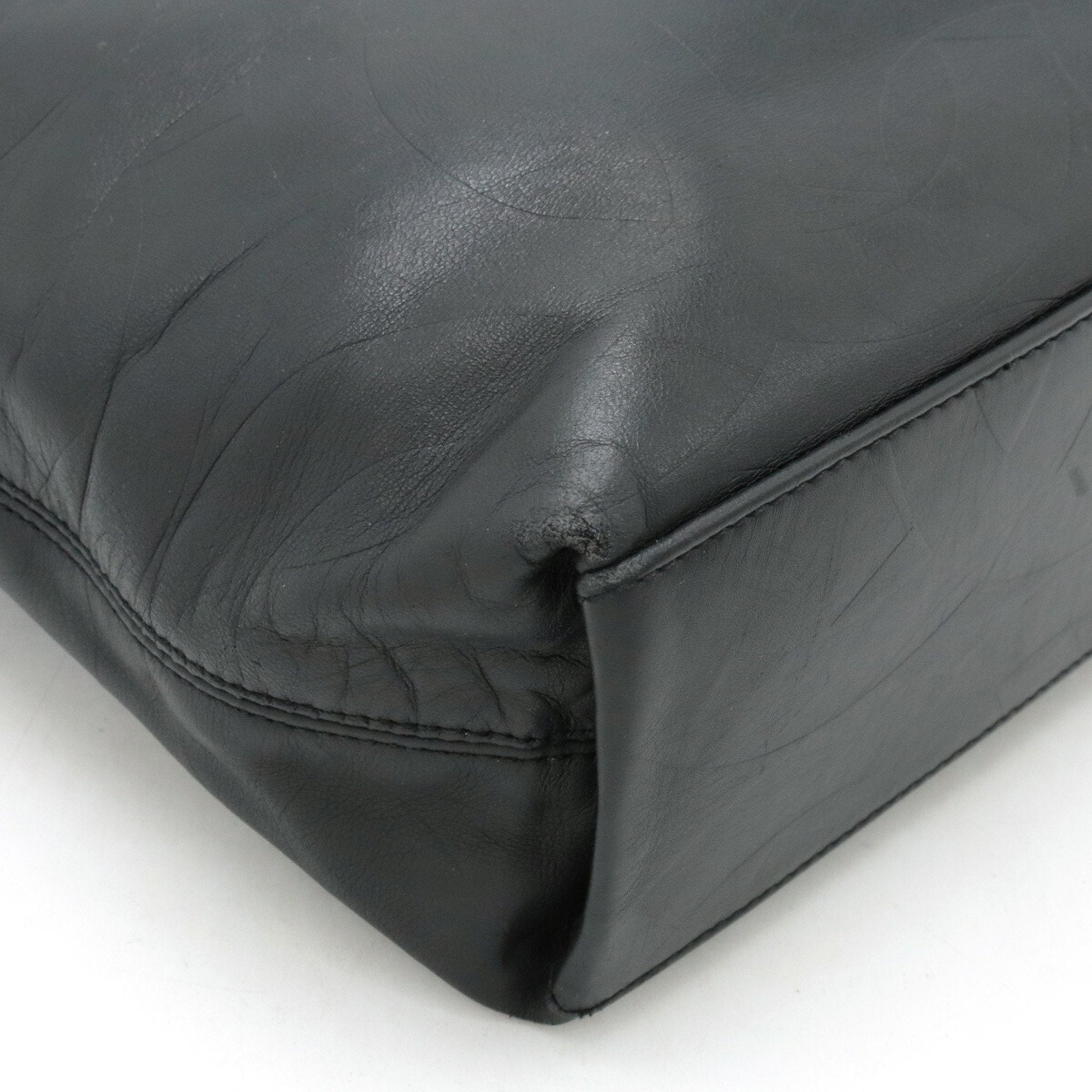 Chanel Black Leather Shoulder Bag Tote Bag (Pre-Owned)