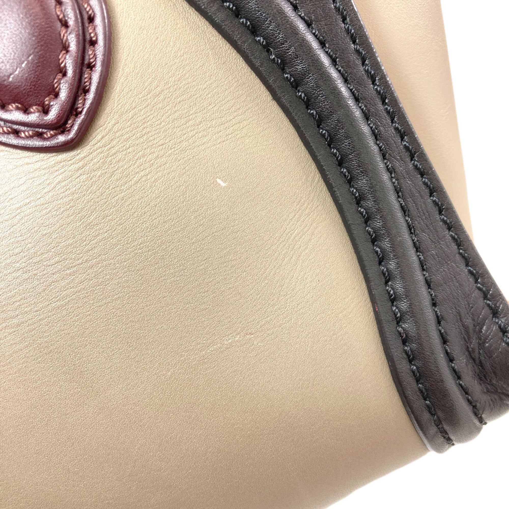 Celine Beige Black Khaki Leather Handbag (Pre-Owned)