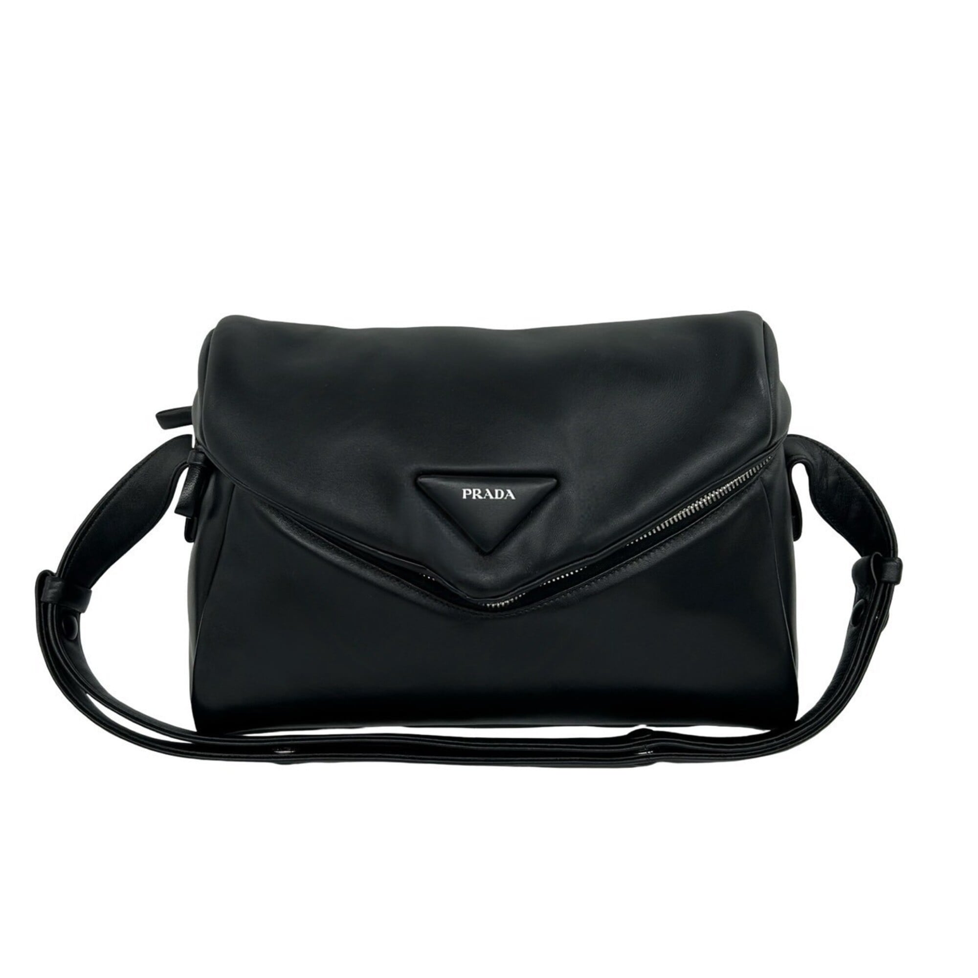 Prada Black Leather Crossbody Bag Pochette Shoulder Bag (Pre-Owned)