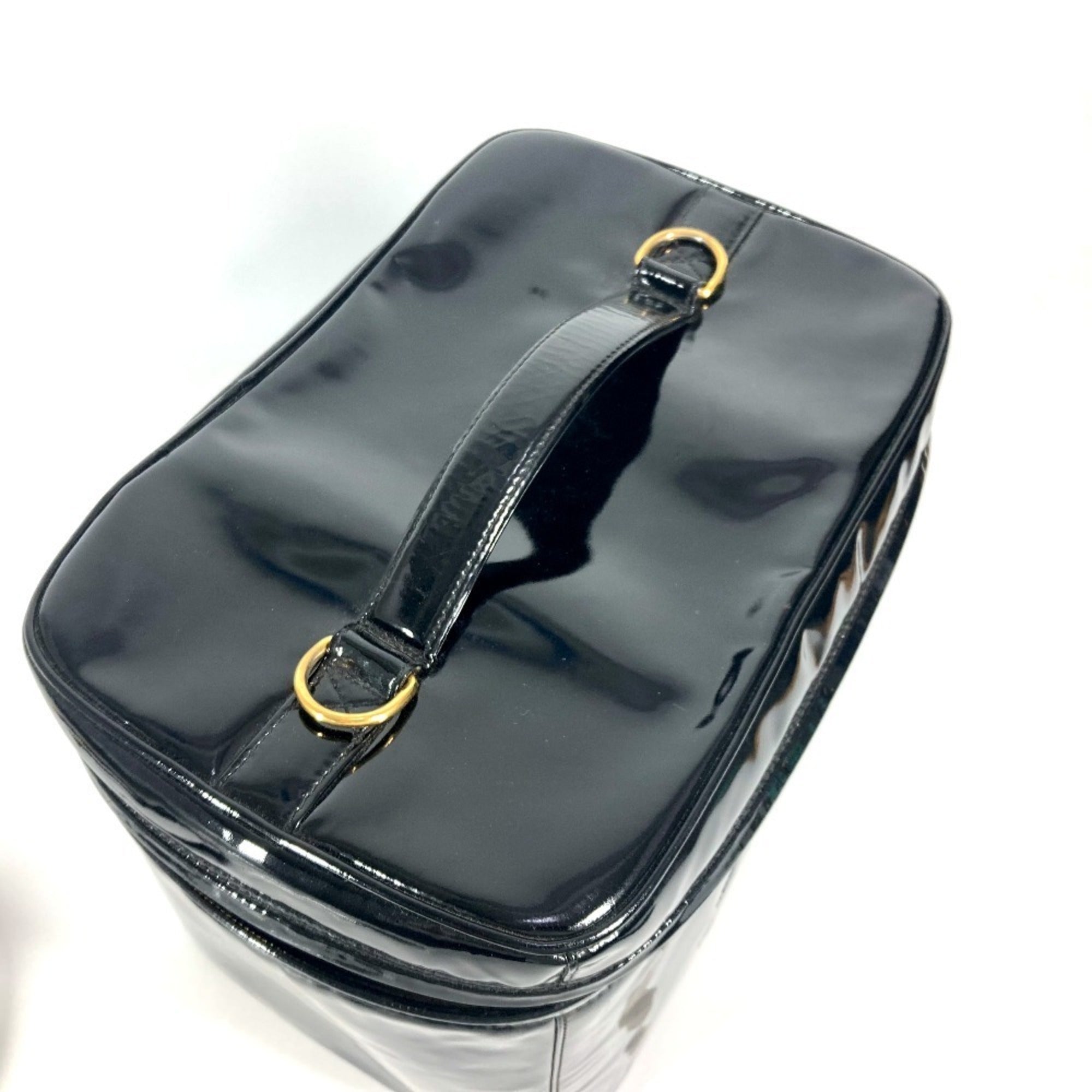 Chanel Black Patent Leather Handbag Shoulder Bag Vanity Bag (Pre-Owned)