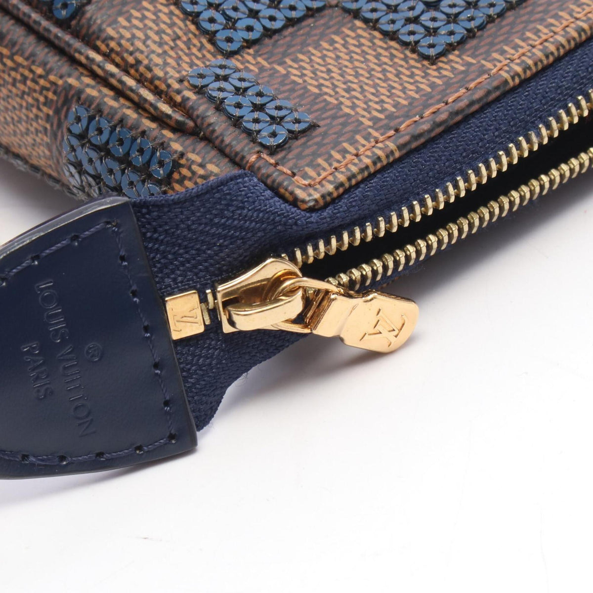 Louis Vuitton Brown Navy Coated Canvas Spangles Handbag Pochette (Pre-Owned)