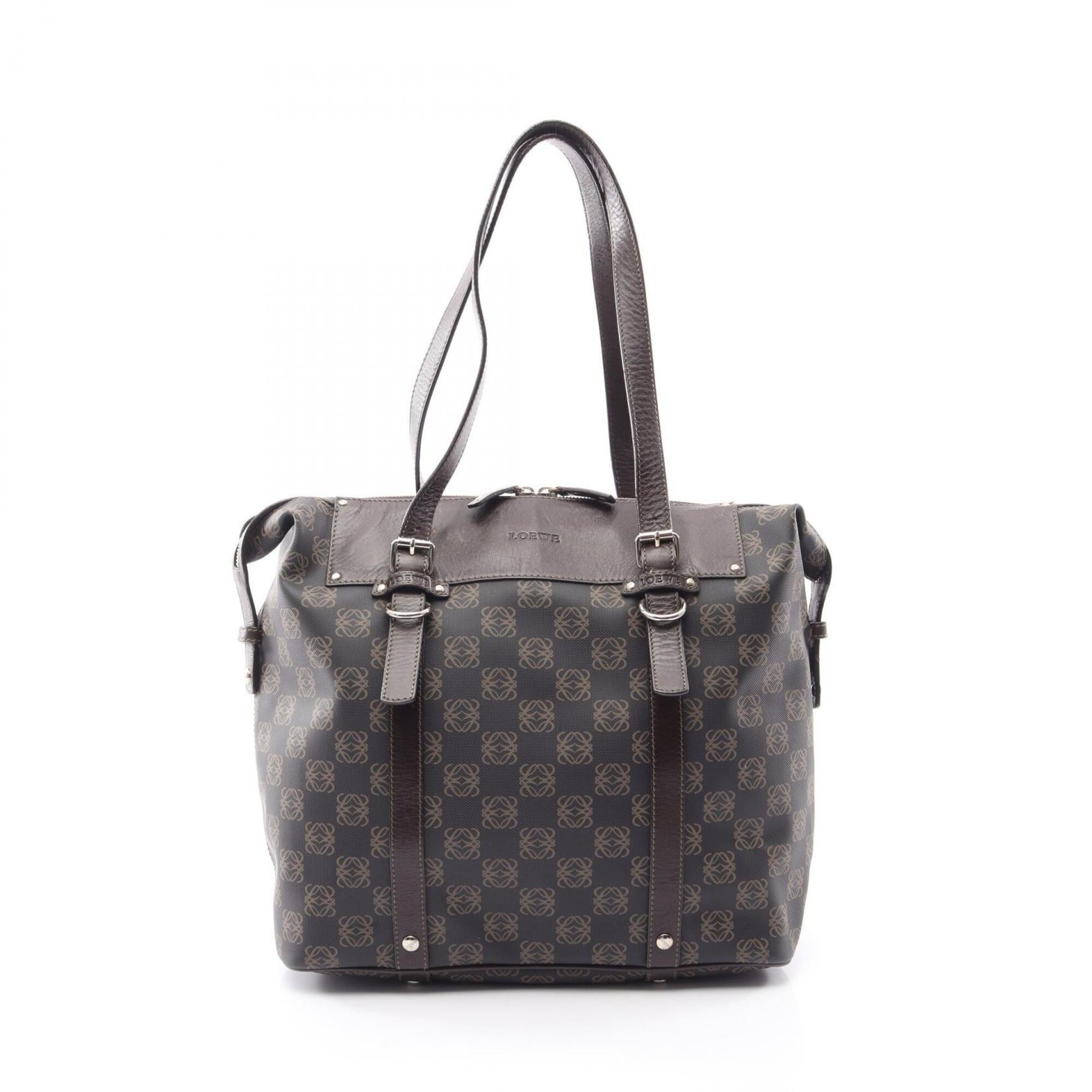 Loewe Brown Leather Coated Canvas Handbag Tote Bag (Pre-Owned)