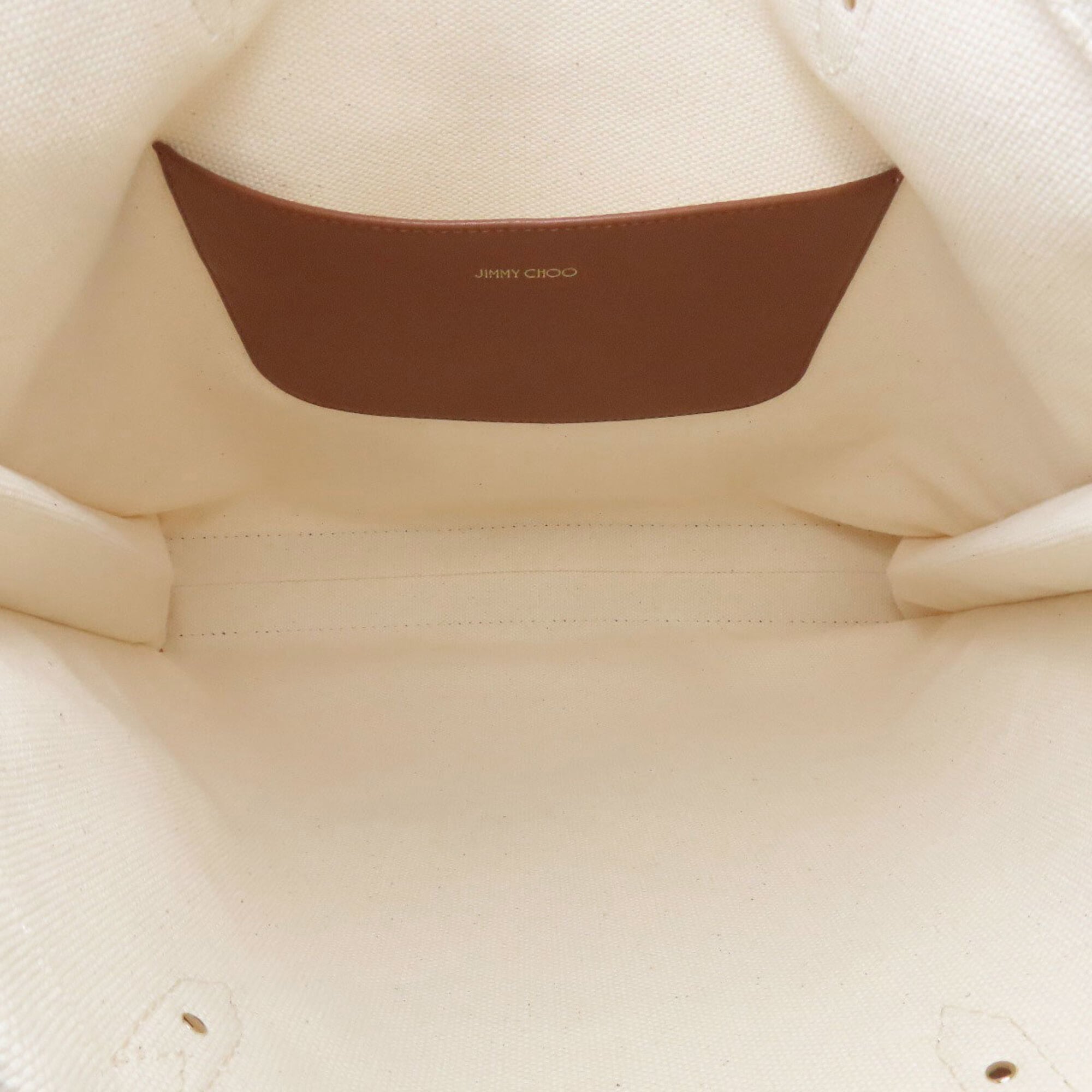 Jimmy Choo Beige Canvas Tote Bag (Pre-Owned)