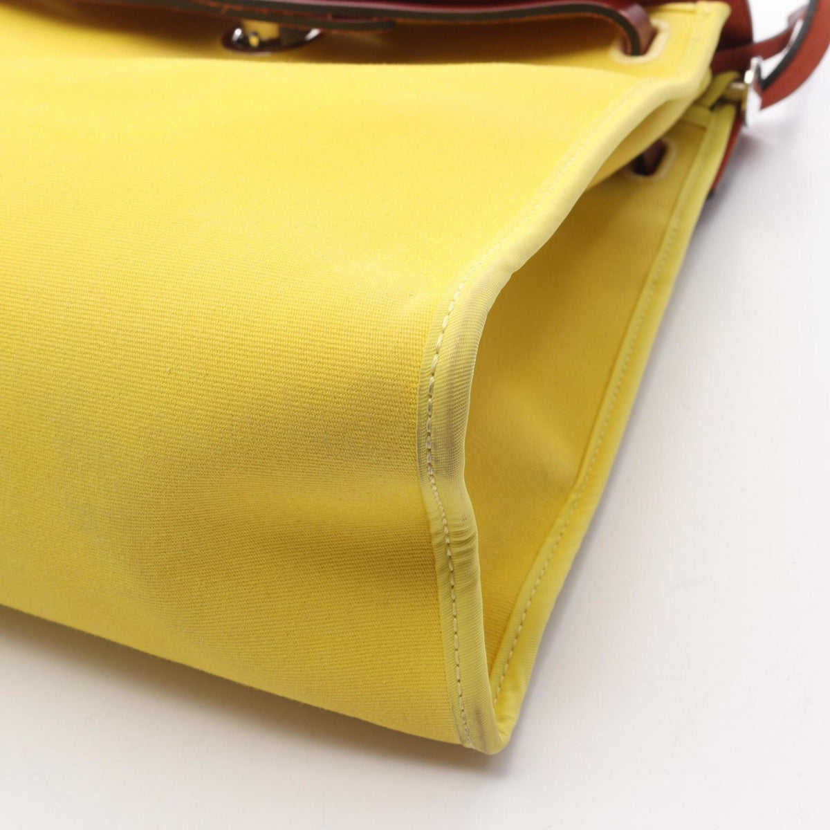 Hermes Bordeaux Lime Yellow Toile Officier Canvas Leather Handbag Pouch (Pre-Owned)