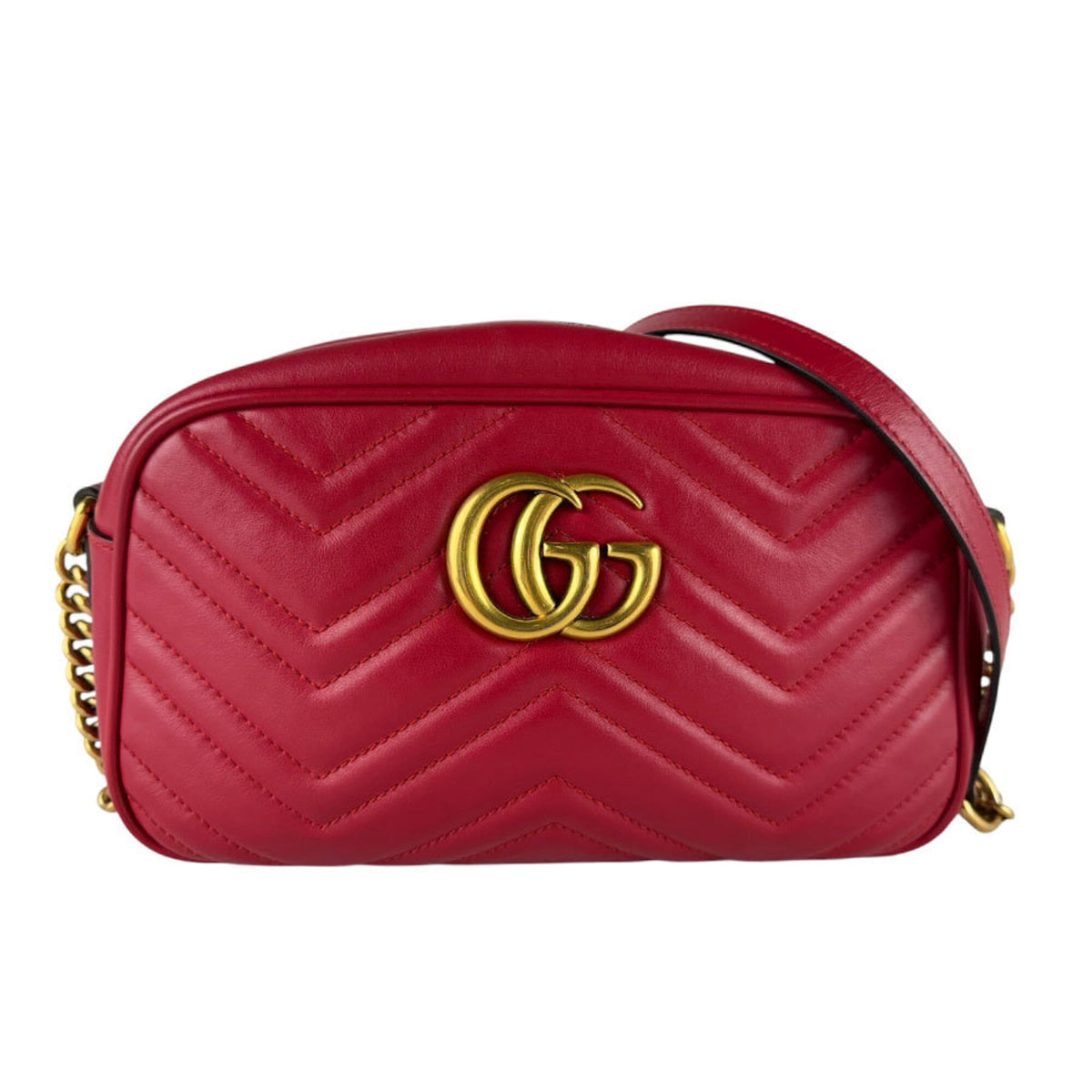 Gucci Red Color Leather Shoulder Bag (Pre-Owned)