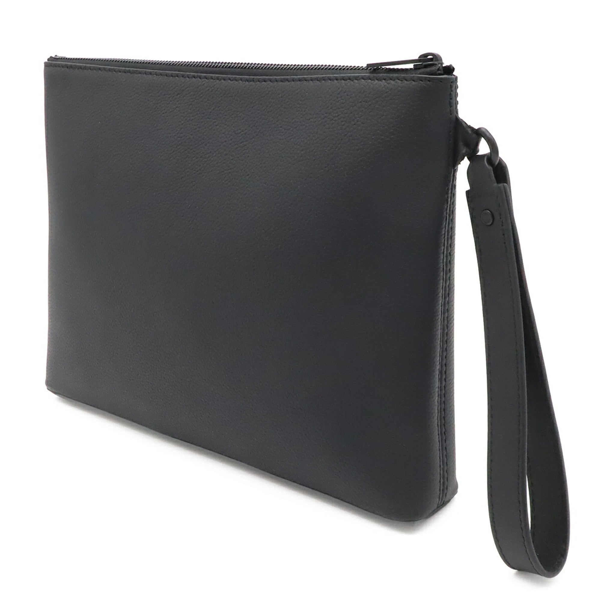 Louis Vuitton Noir Leather Clutch Bag Handbag Pochette Pouch (Pre-Owned)