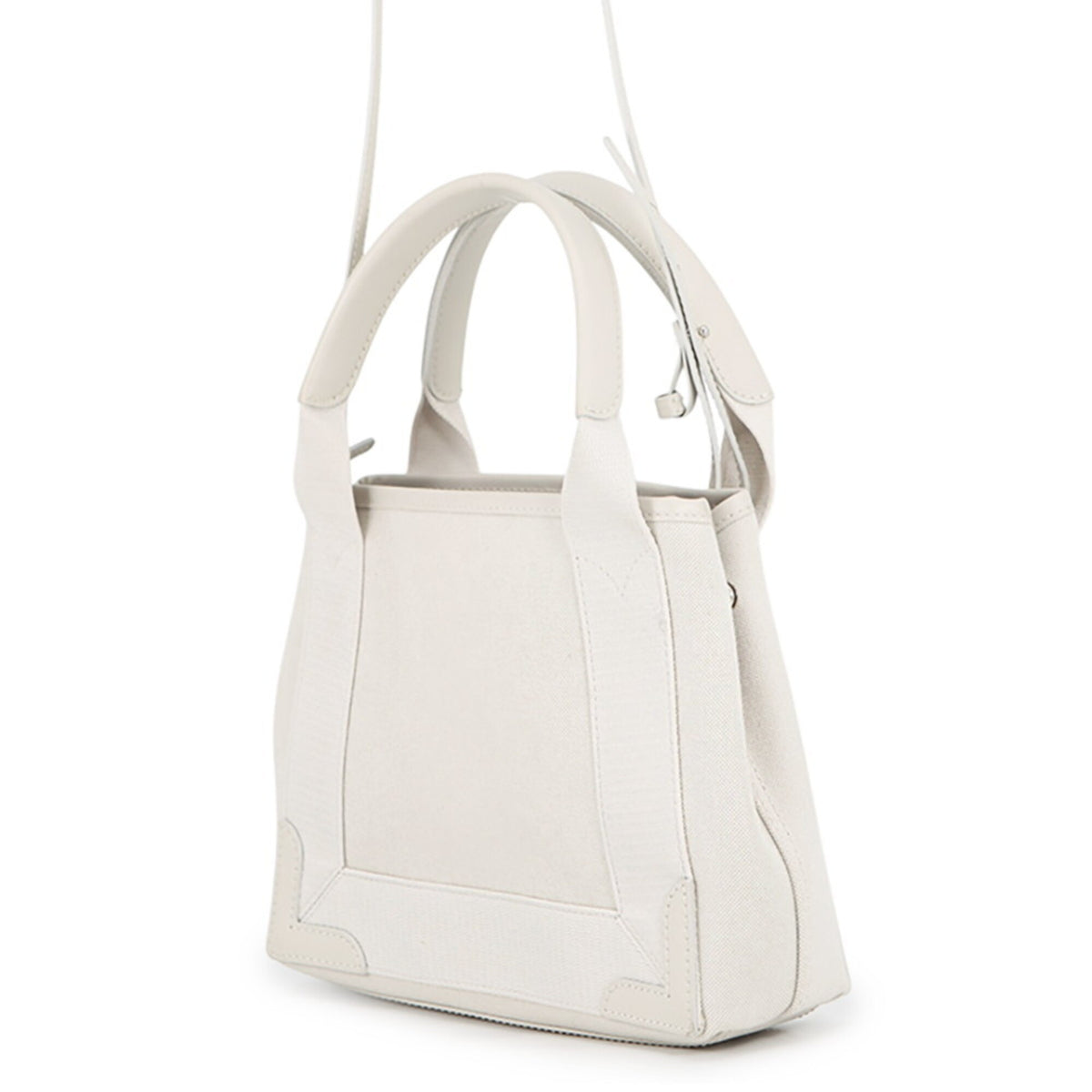 Balenciaga White Canvas Leather Handbag Pouch (Pre-Owned)