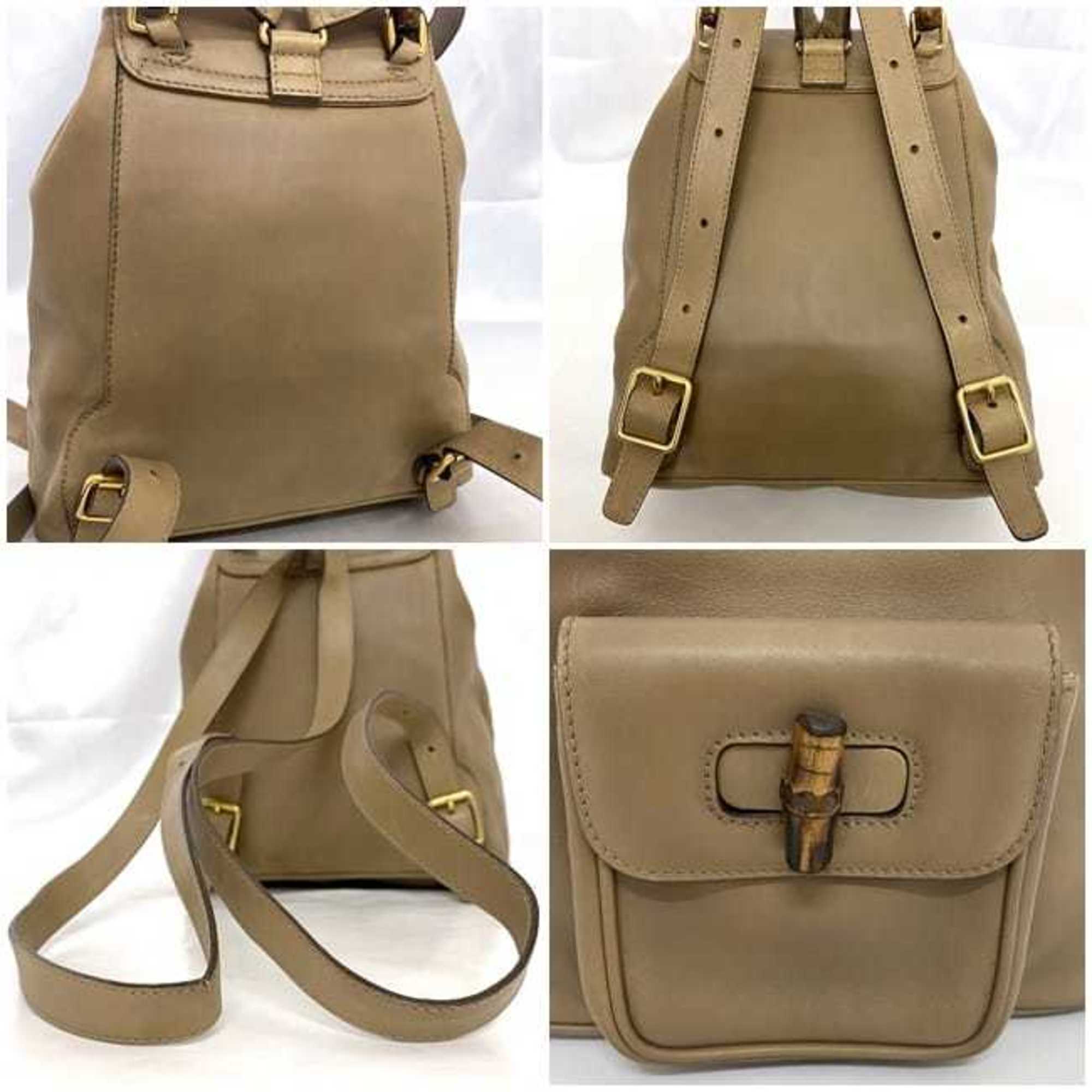 Gucci Beige Leather Bamboo Backpack (Pre-Owned)
