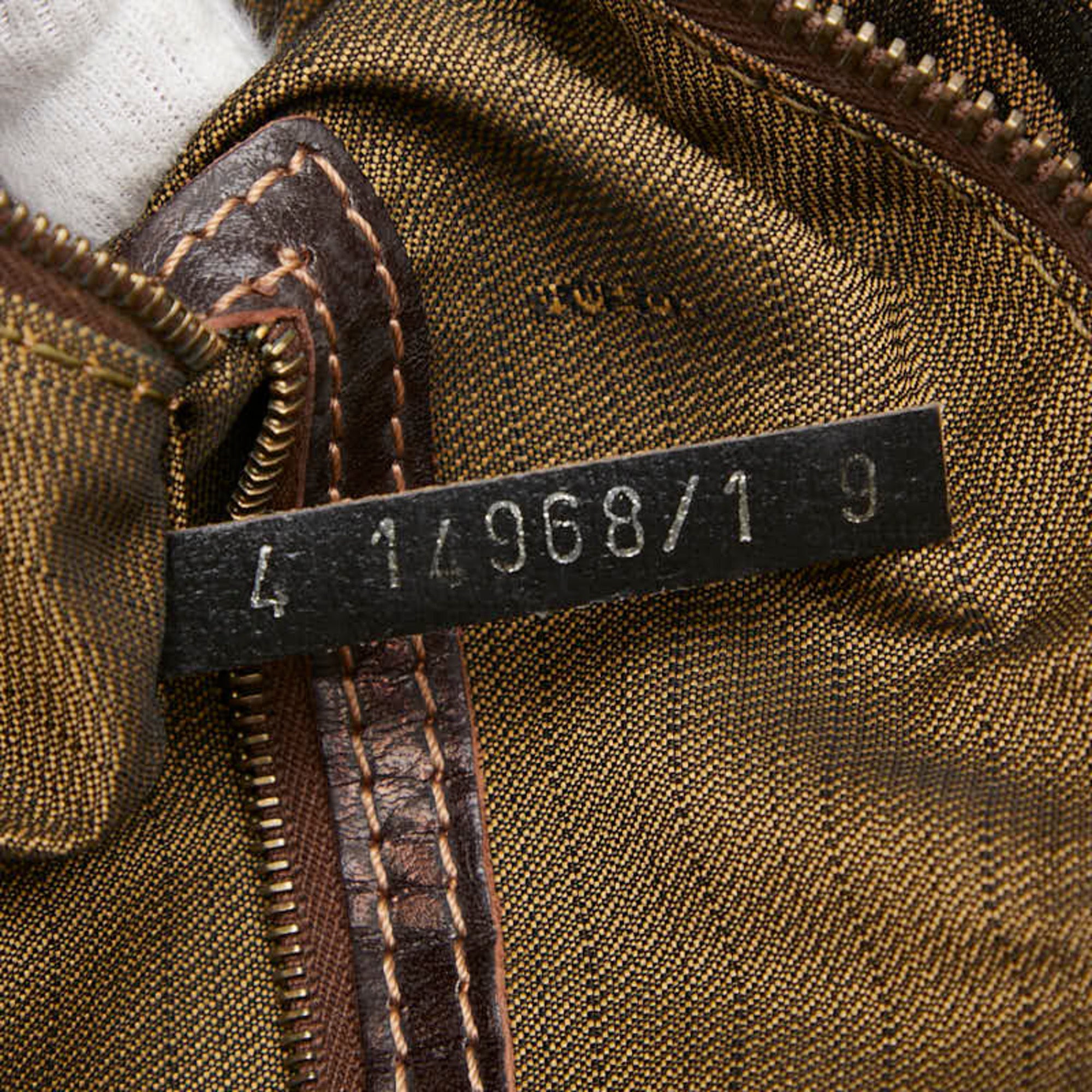 Fendi Beige Black Canvas Handbag (Pre-Owned)