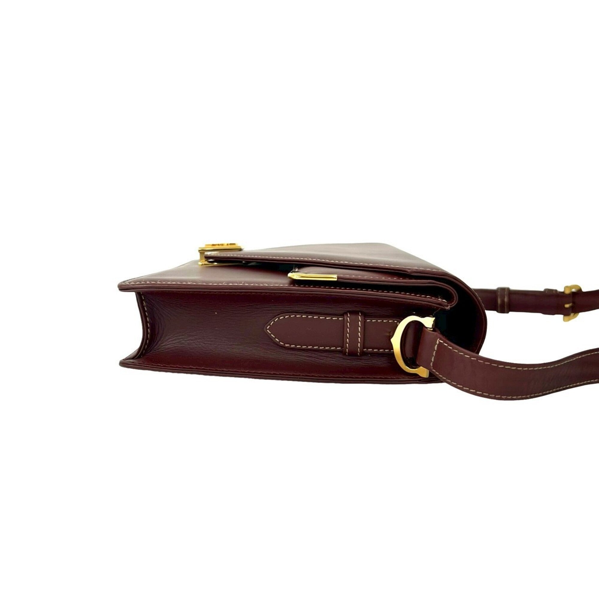 Cartier Wine Red Leather Shoulder Bag (Pre-Owned)