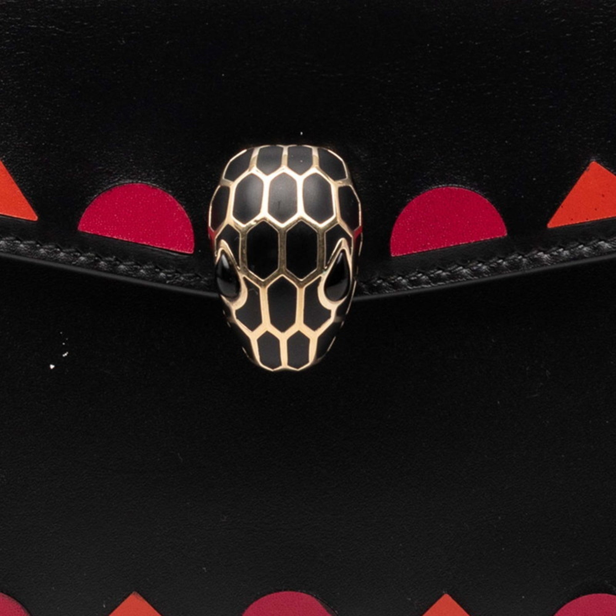 Bvlgari Black Multi-Color Leather Handbag Pouch (Pre-Owned)