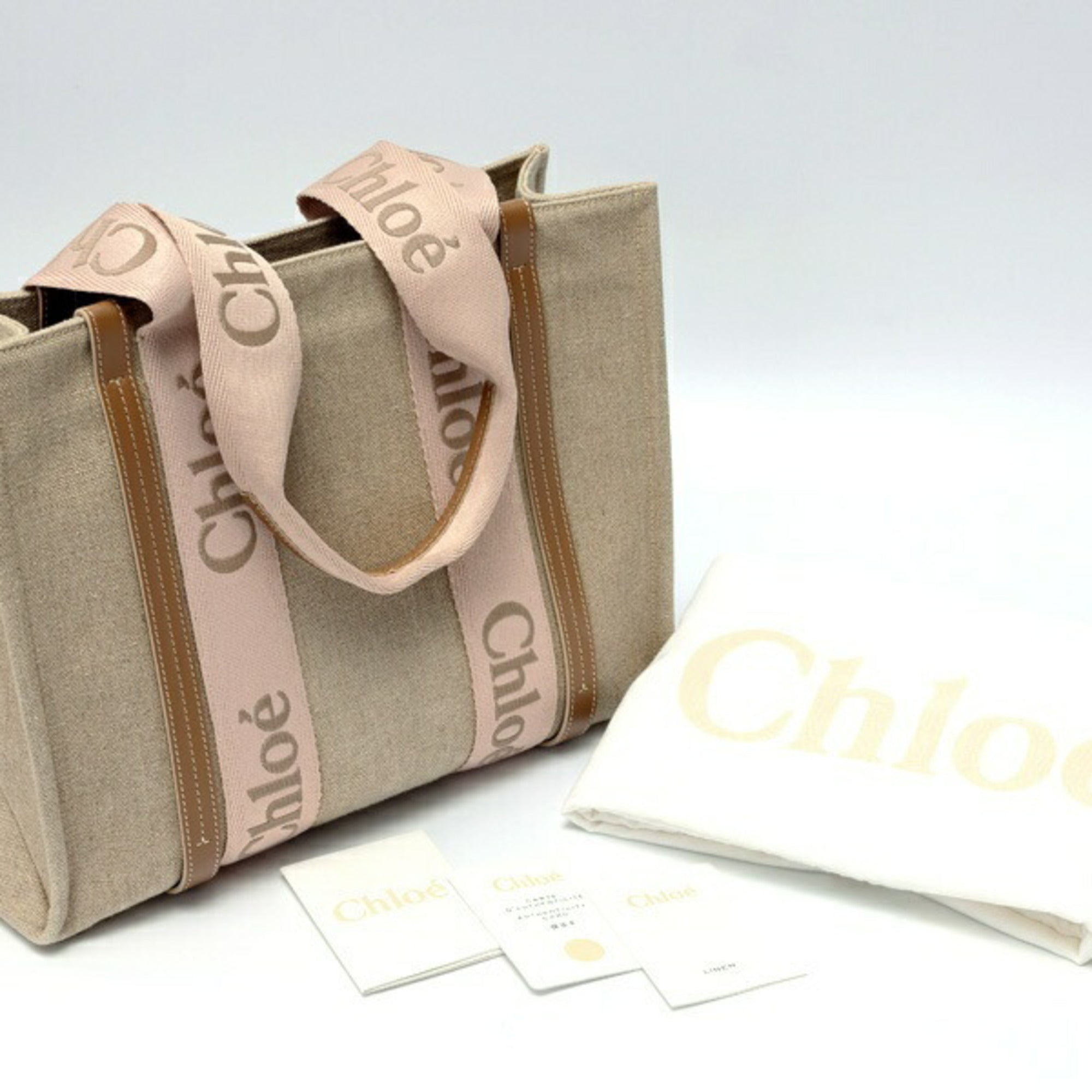 Chloé Beige Canvas Leather Tote Bag (Pre-Owned)