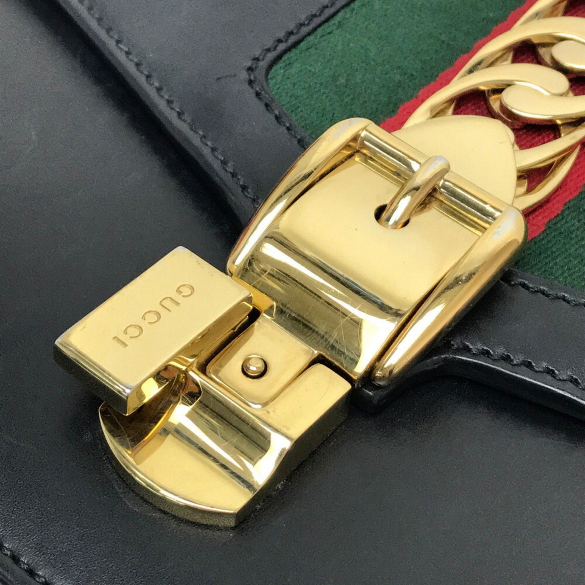 Gucci Black Leather Handbag Shoulder Bag (Pre-Owned)