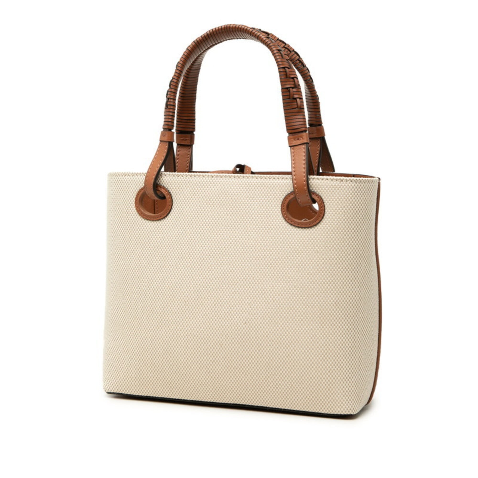 Loewe Beige Brown Canvas Leather Handbag Shoulder Bag (Pre-Owned)