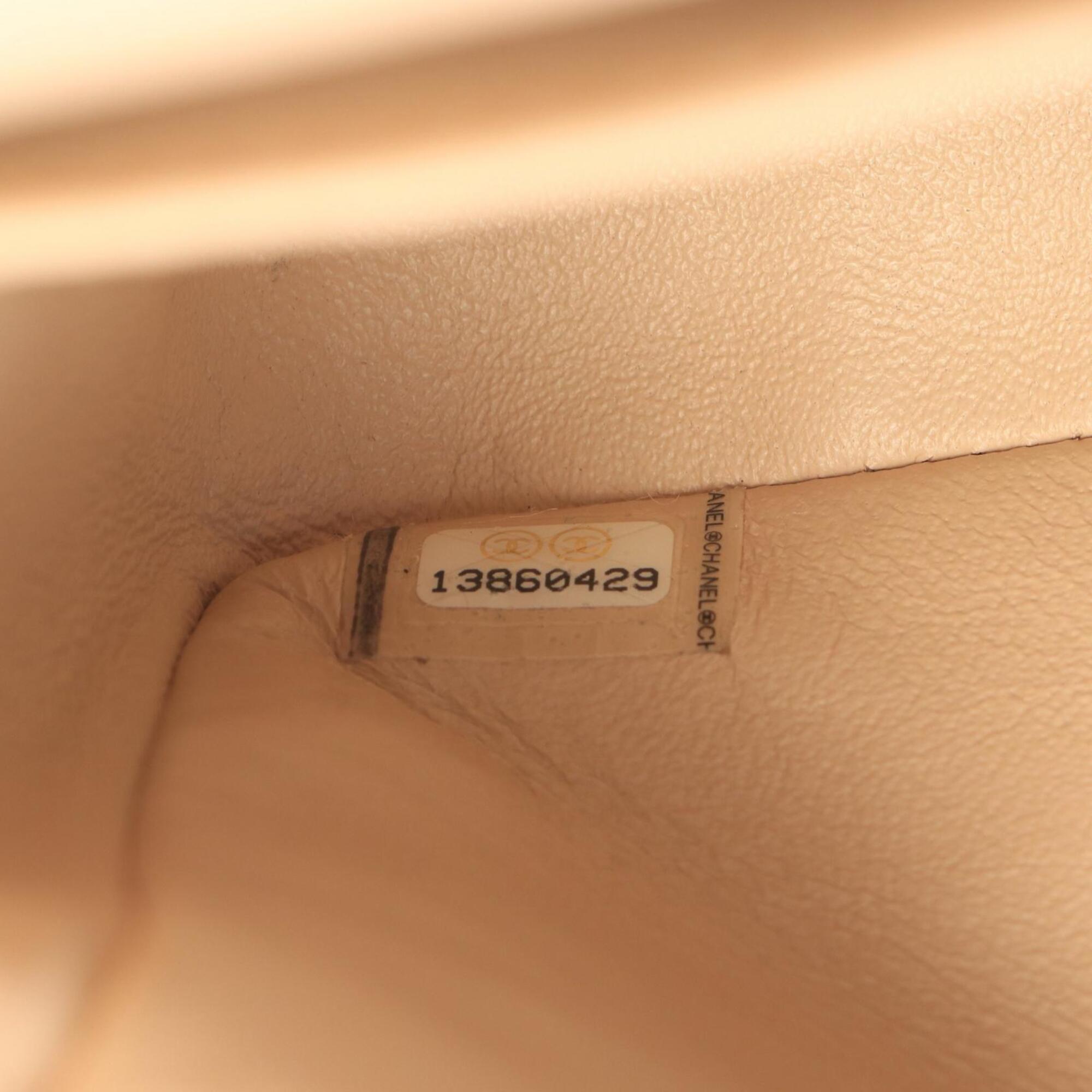 Chanel Beige Grained Calfskin Handbag Shoulder Bag (Pre-Owned)