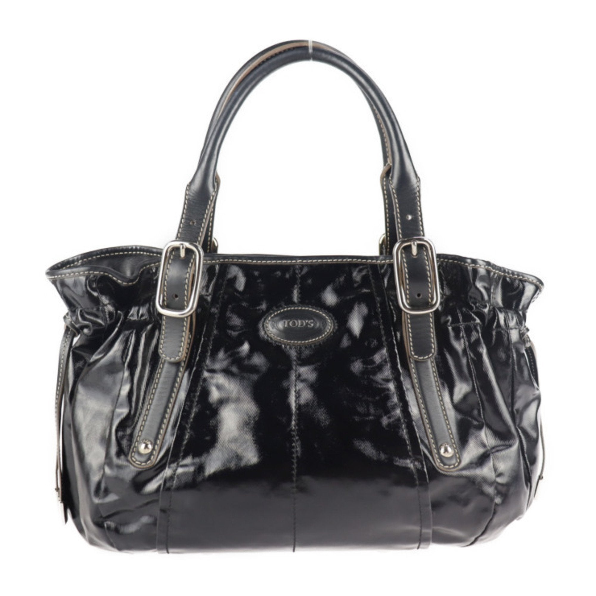 Tod's Black Pvc Handbag Shopping Bag Shoulder Bag Tote Bag (Pre-Owned)