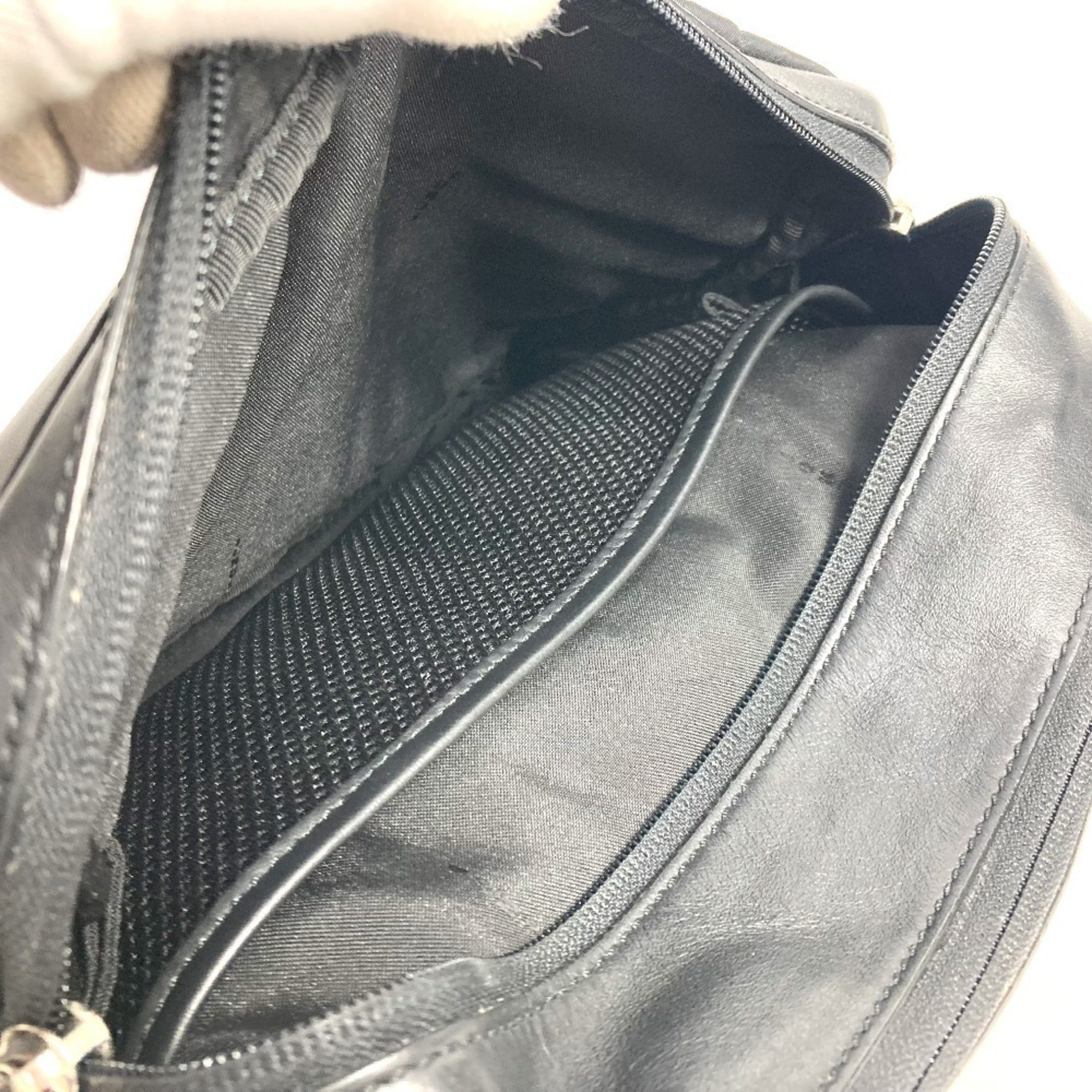 Fendi Black Nylon Leather Handbag Pochette Shoulder Bag (Pre-Owned)