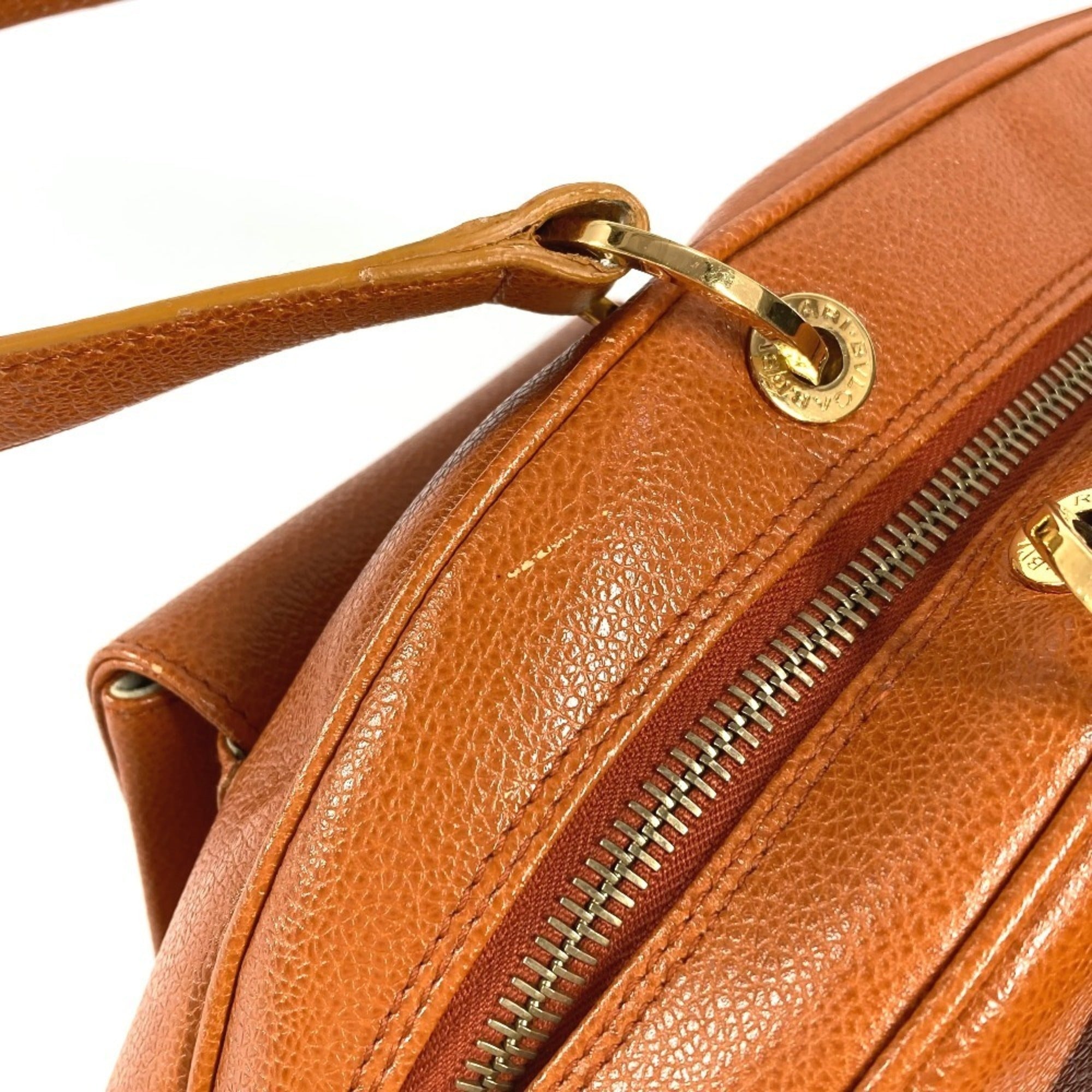Bvlgari Brown Leather Boston Bag Shoulder Bag (Pre-Owned)