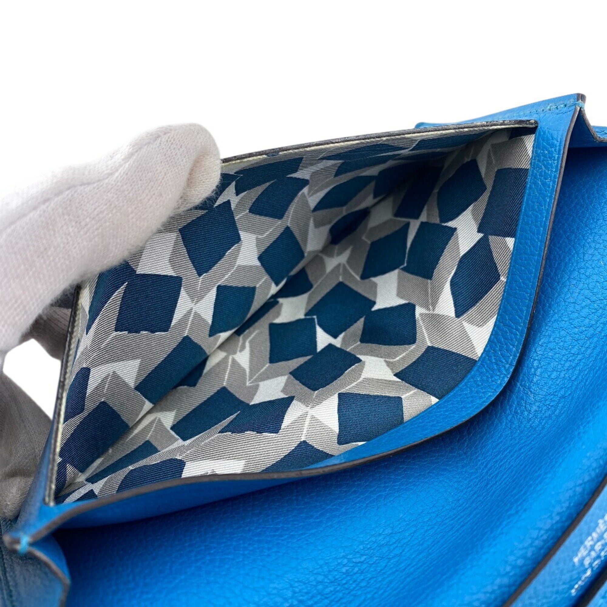 Hermes Blue Leather Long Wallet (Bi-Fold) (Pre-Owned)