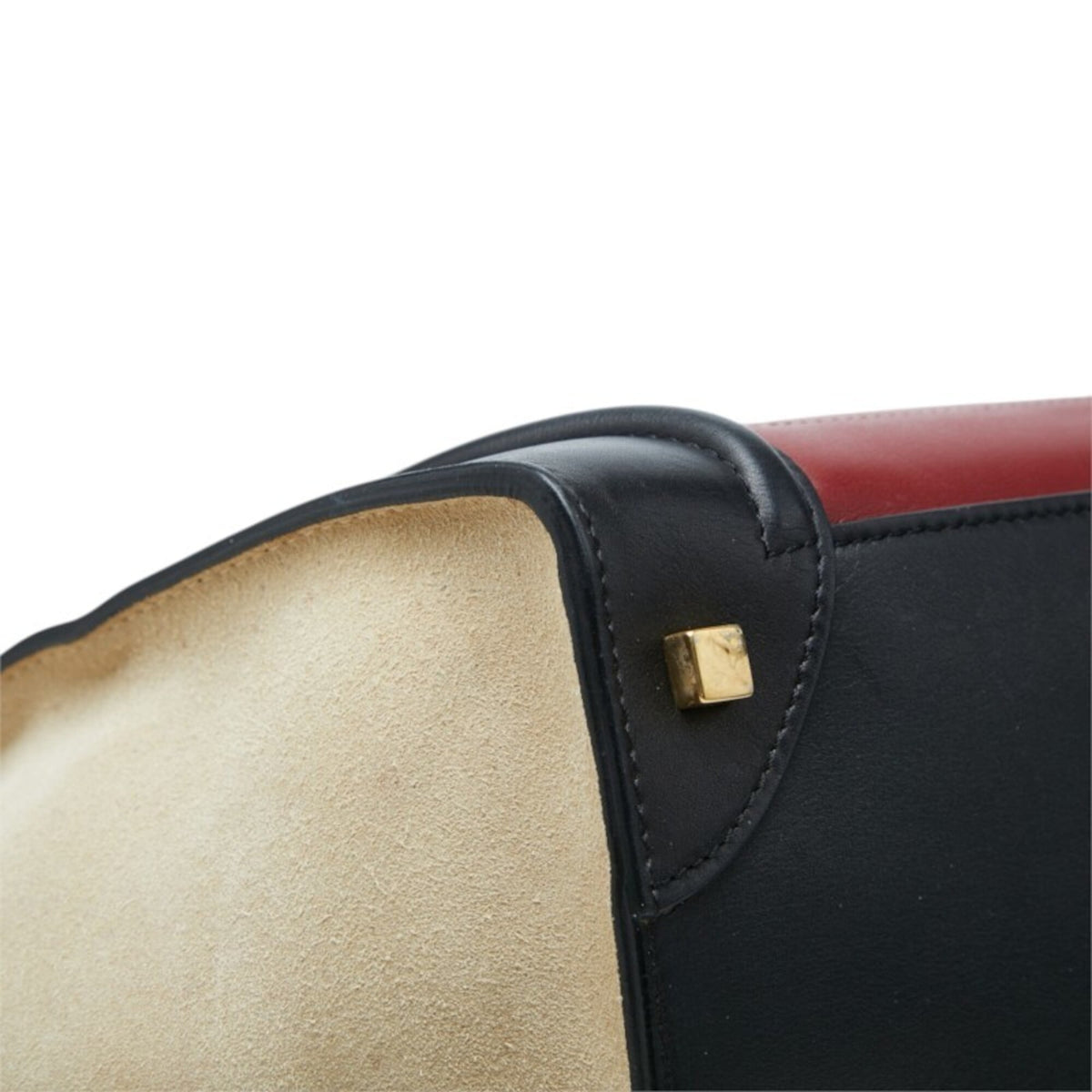 Celine Beige Black Bordeaux Leather Suede Handbag Tote Bag (Pre-Owned)