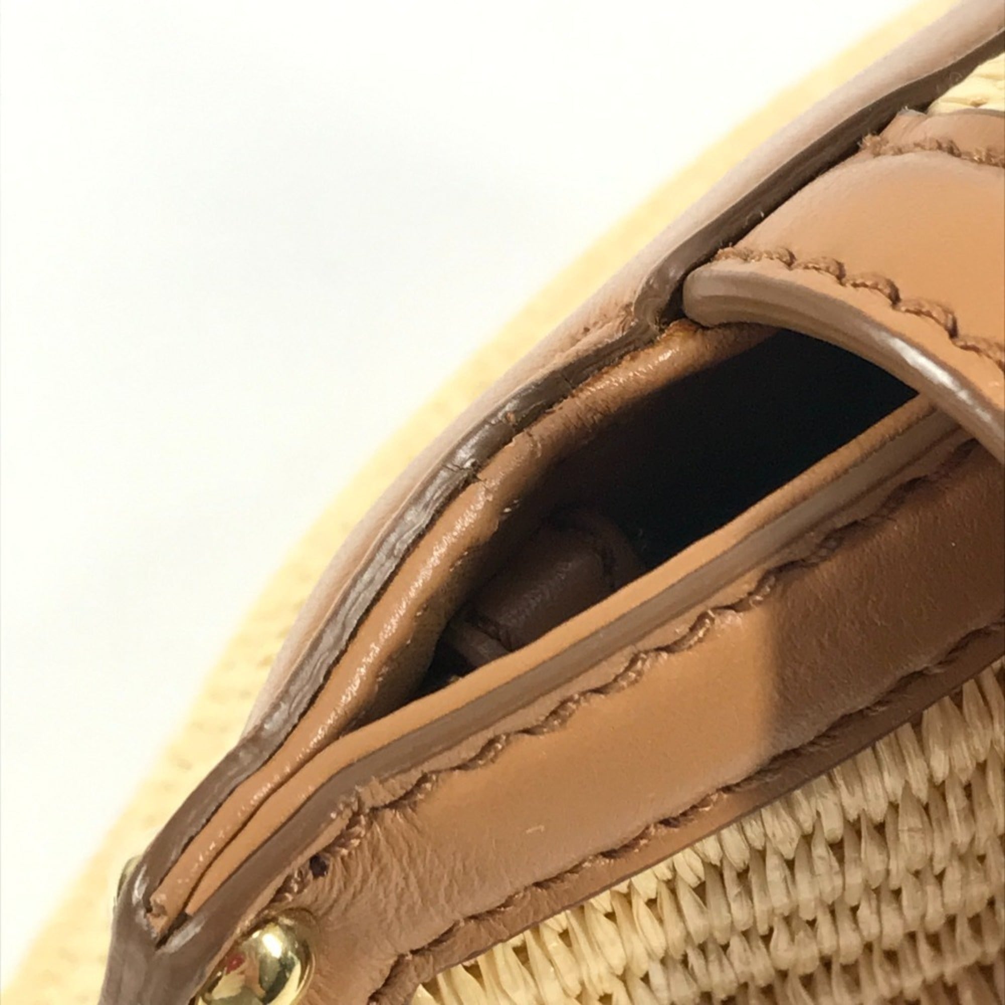 Salvatore Ferragamo Beige Straw Leather Handbag Shoulder Bag (Pre-Owned)