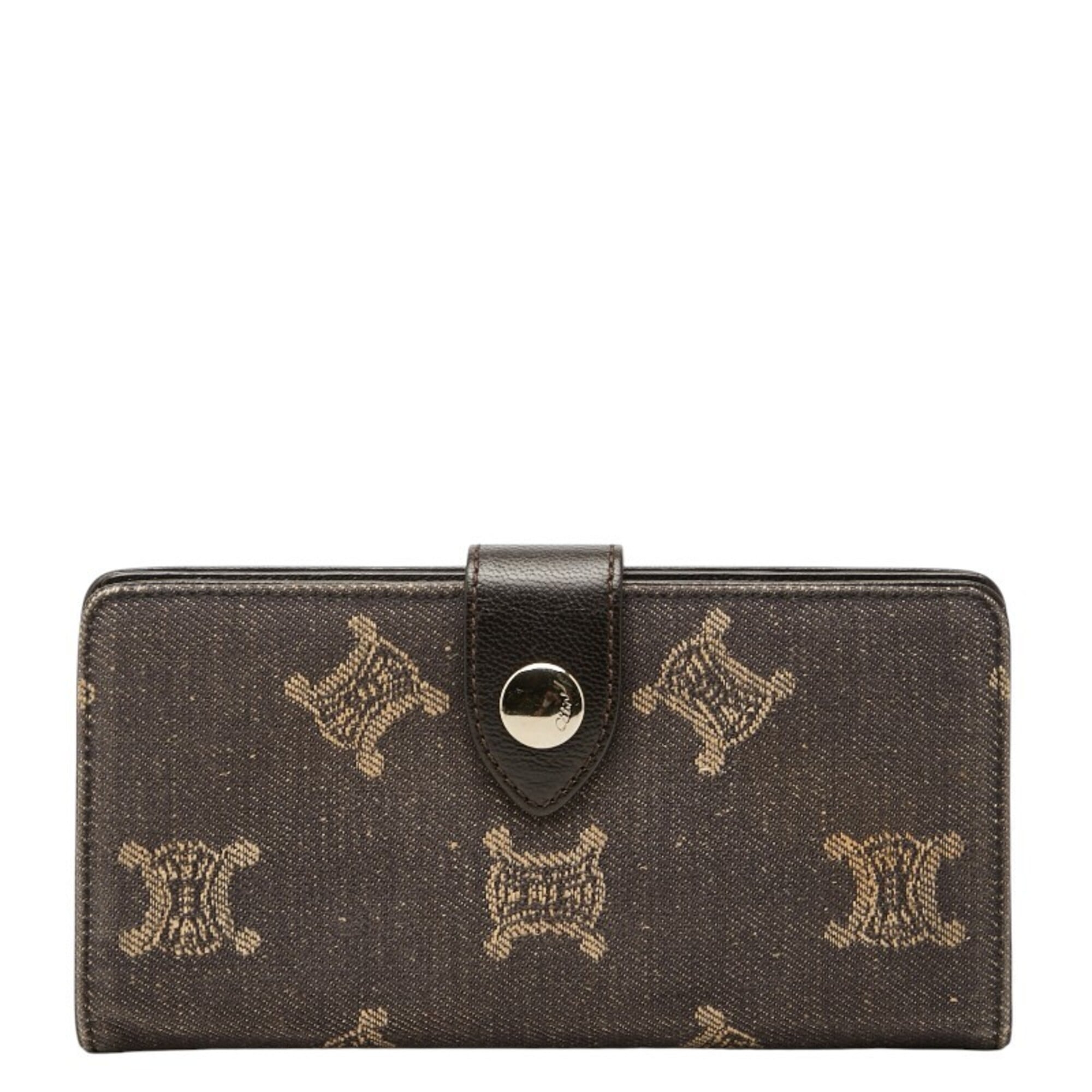 Celine Gray Denim Leather Long Wallet (Bi-Fold) (Pre-Owned)
