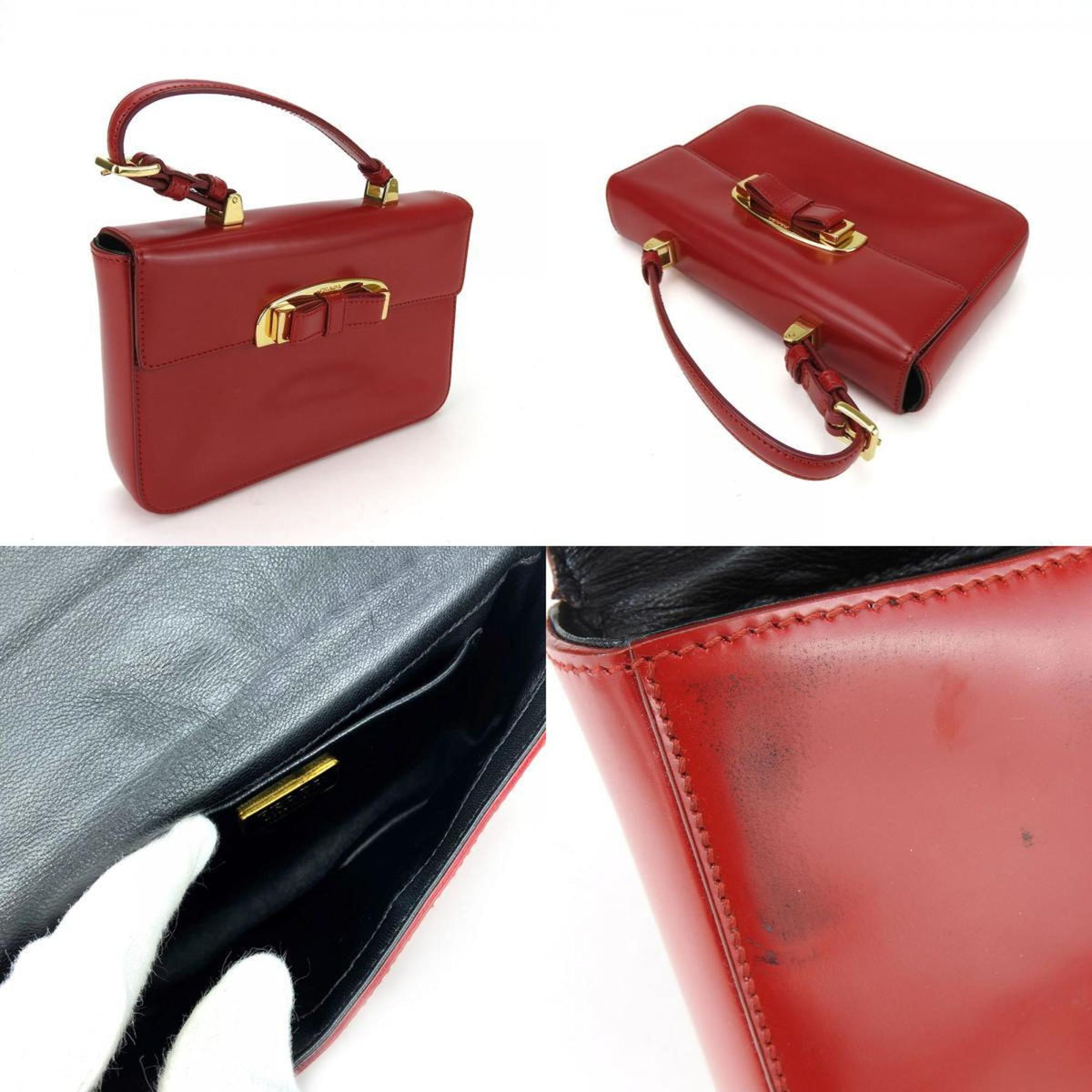 Prada Red Color Leather Handbag (Pre-Owned)