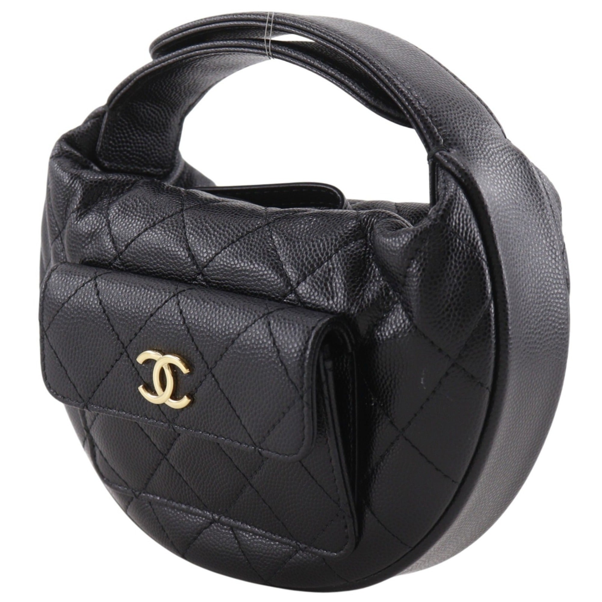 Chanel Matelasse Black Grained Calfskin Handbag (Pre-Owned)