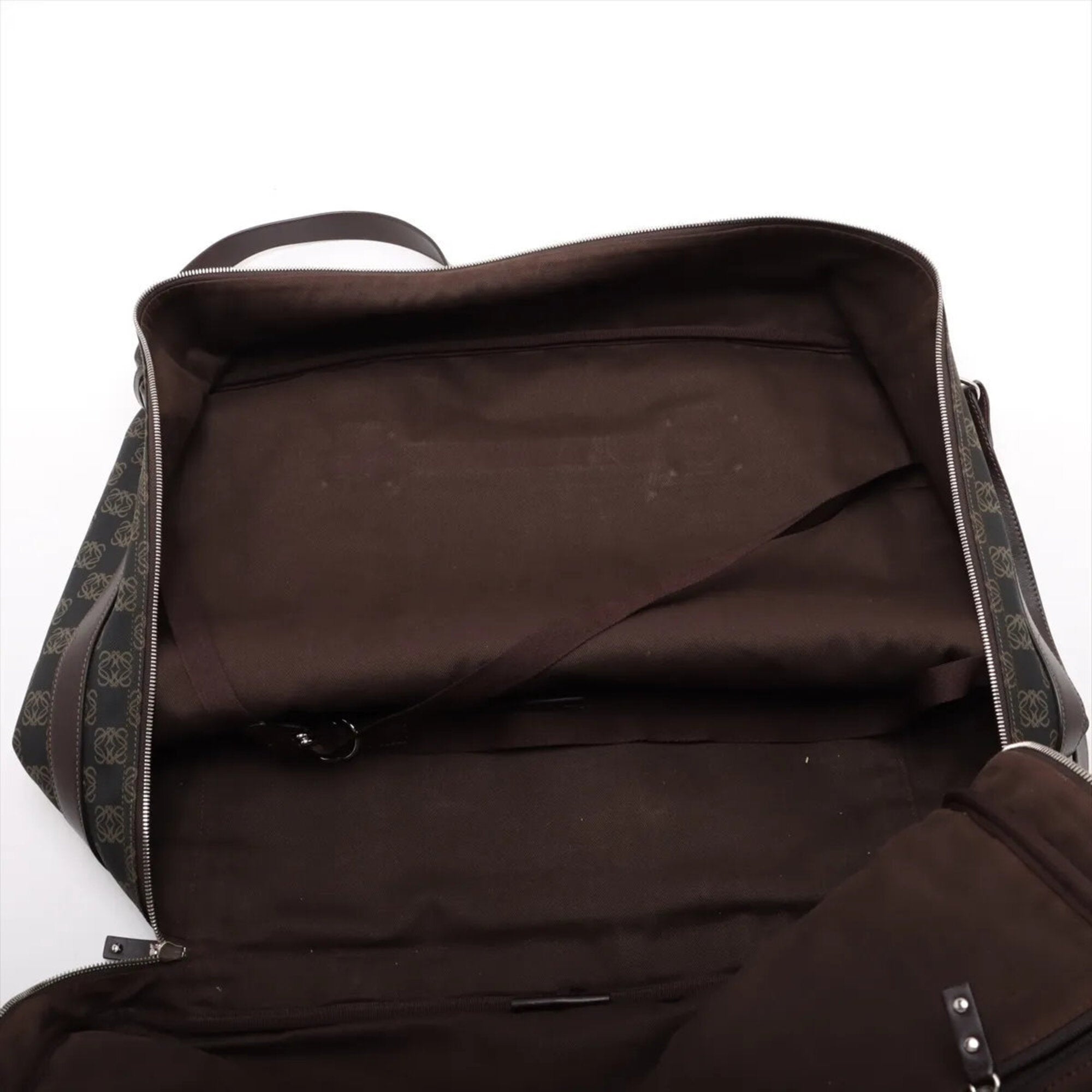 Loewe Brown Leather Coated Canvas Boston Bag Shoulder Bag Tote Bag (Pre-Owned)