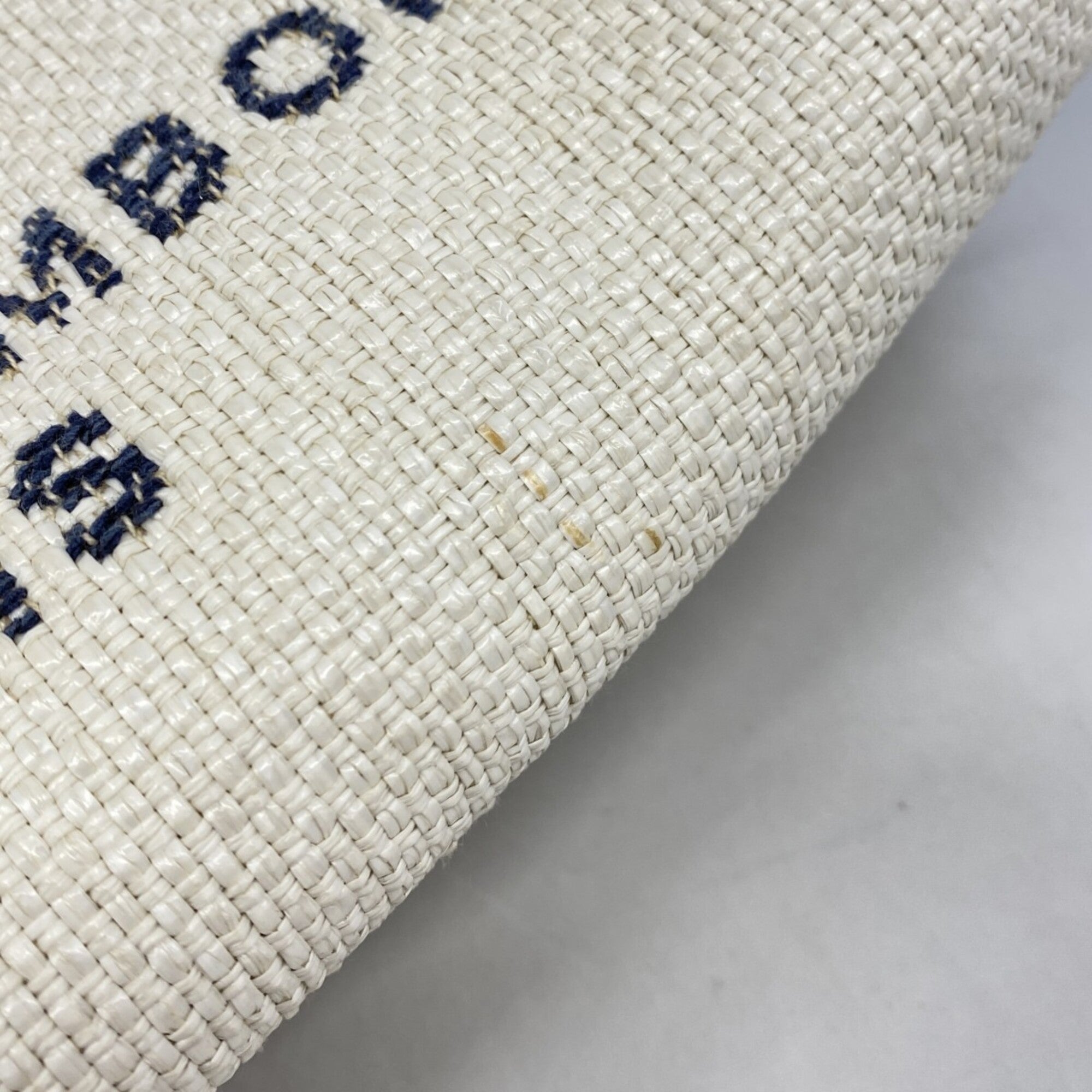 Chanel Ivory Navy Straw Tote Bag (Pre-Owned)