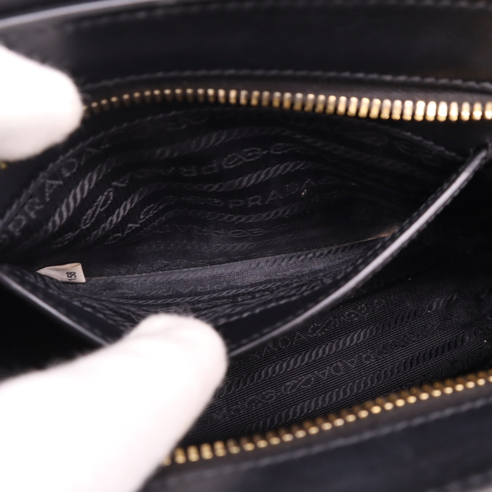 Prada Saffiano Black Coated Canvas Leather Handbag Shoulder Bag (Pre-Owned)