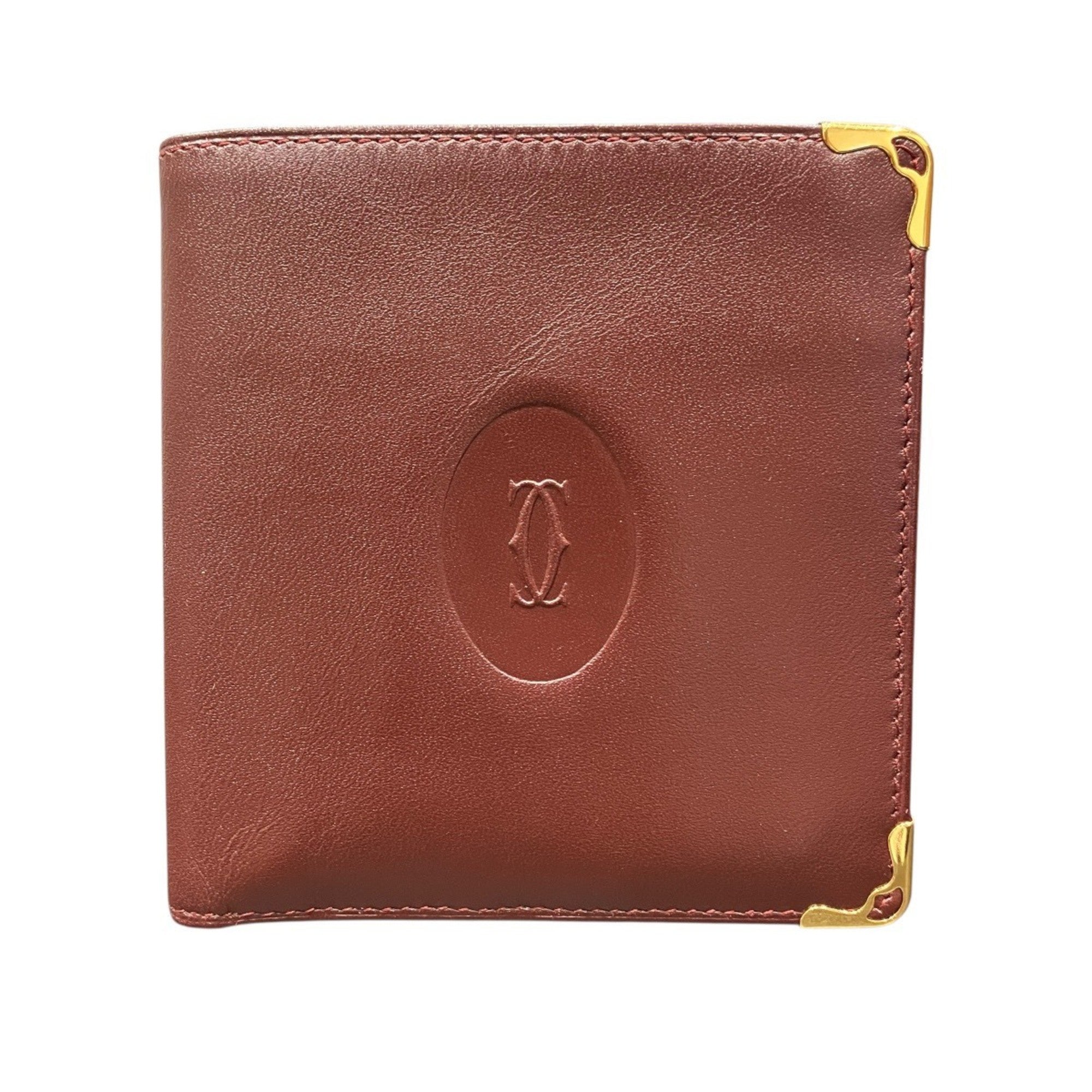 Cartier Wine Red Leather Wallet (Bi-Fold) (Pre-Owned)