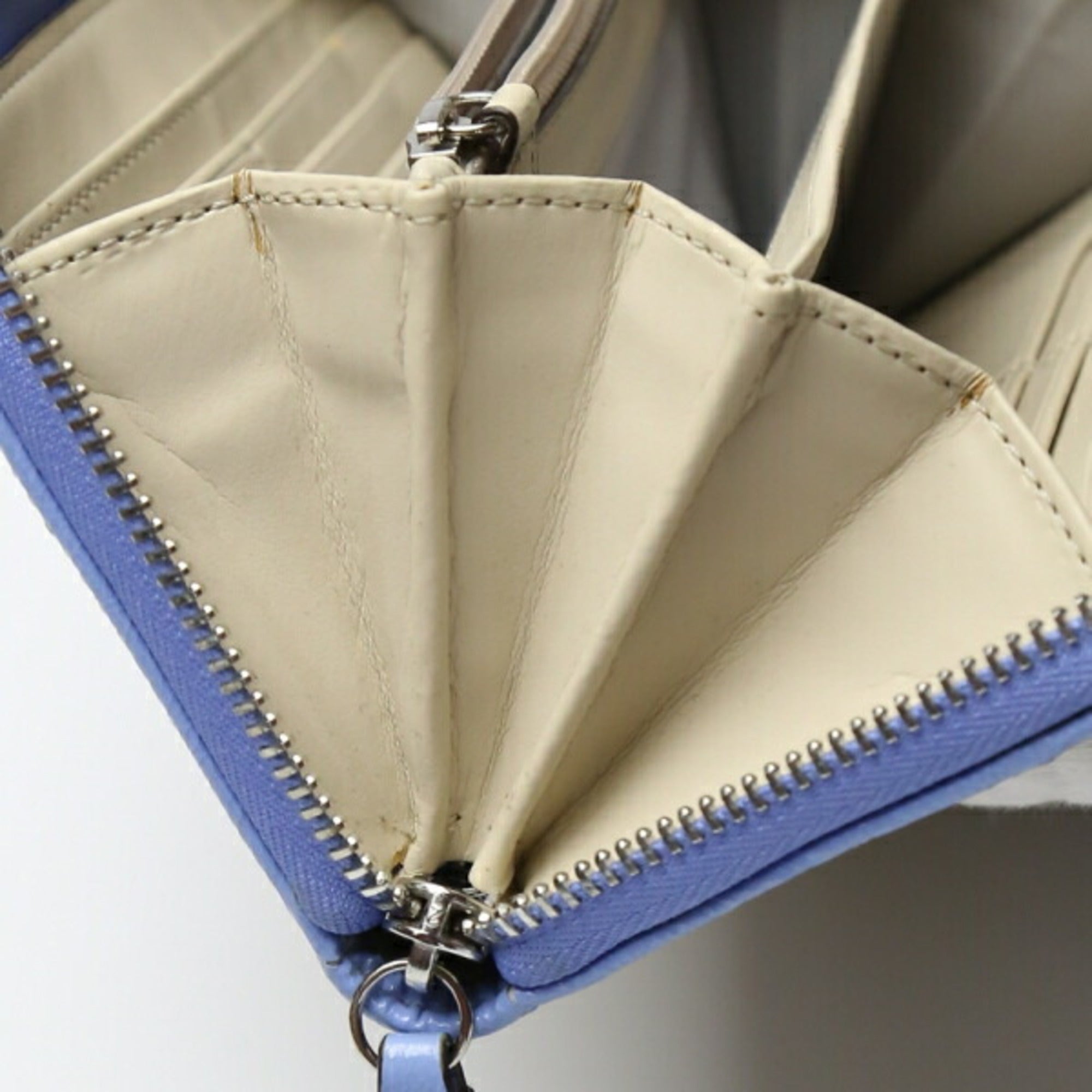 Coach Beige Light Blue Pvc Long Wallet (Bi-Fold) (Pre-Owned)