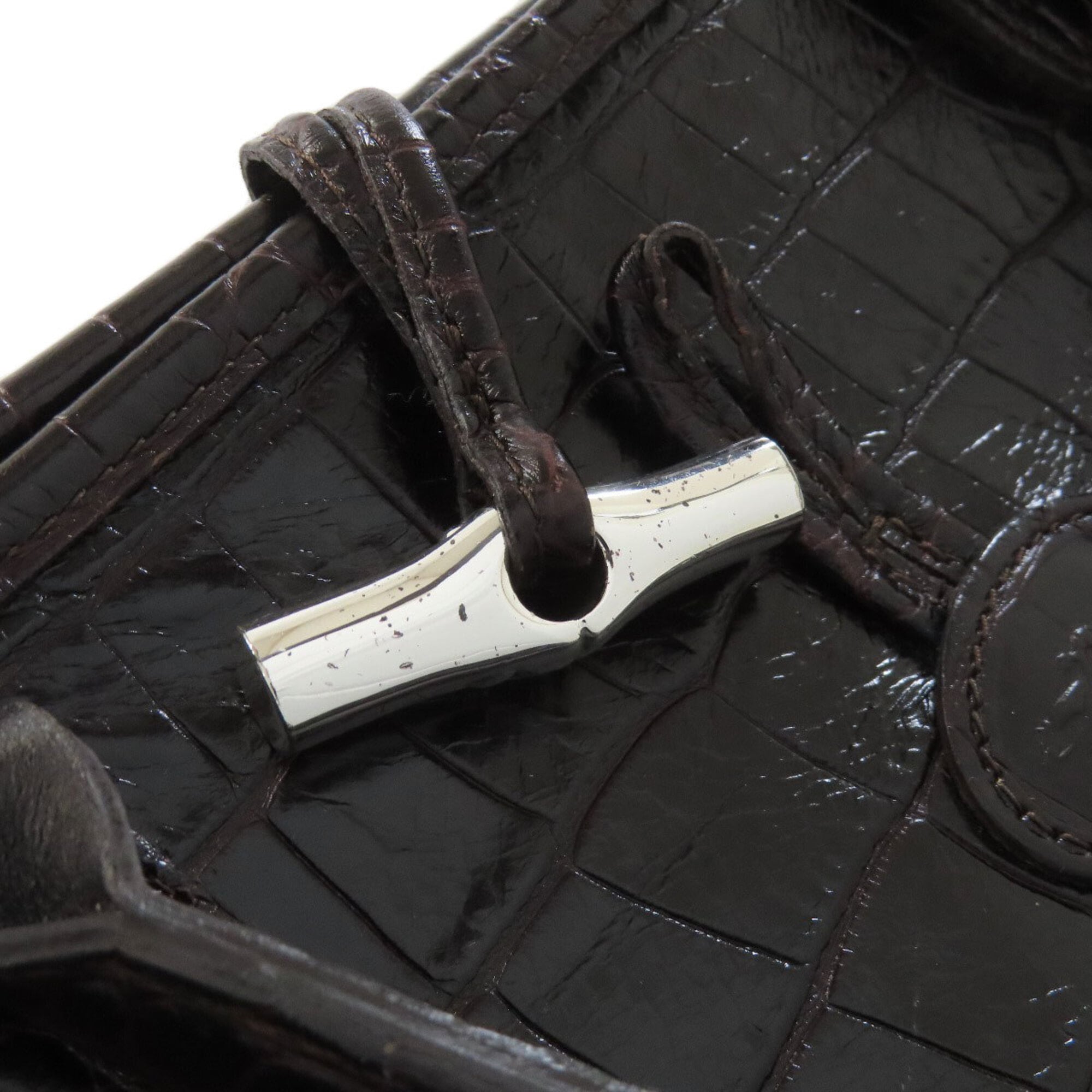 Longchamp Dark Brown Leather Tote Bag (Pre-Owned)