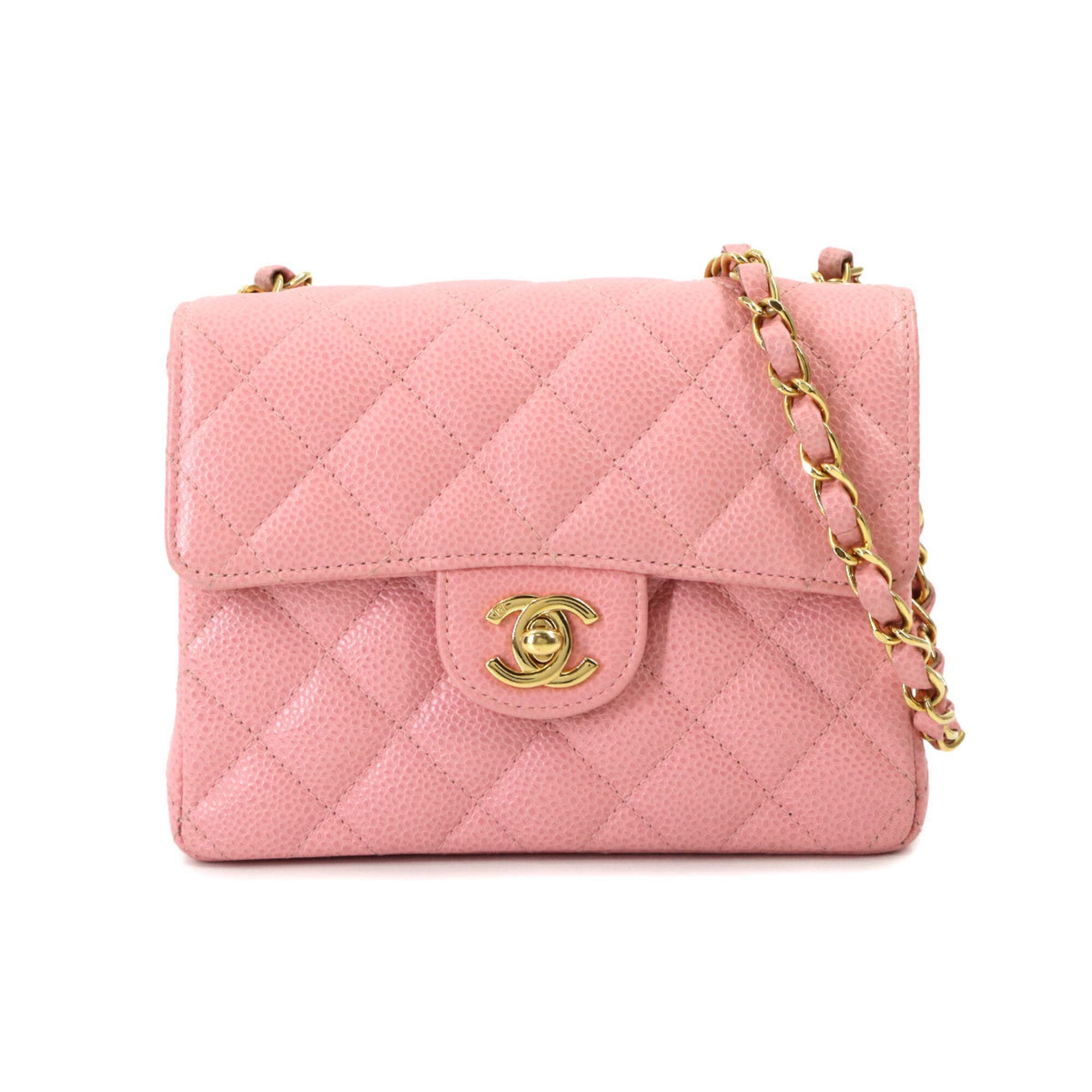 Chanel Pink Grained Calfskin Handbag Shoulder Bag (Pre-Owned)