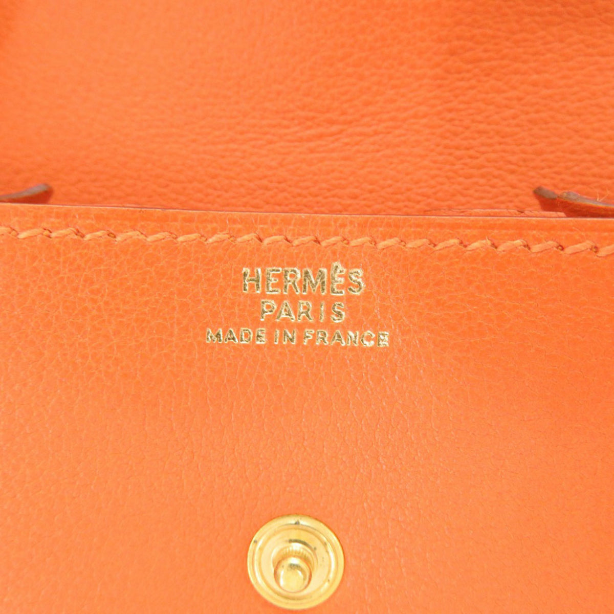 Hermes Orange Gulliver Leather Coin Purse/Coin Case (Pre-Owned)
