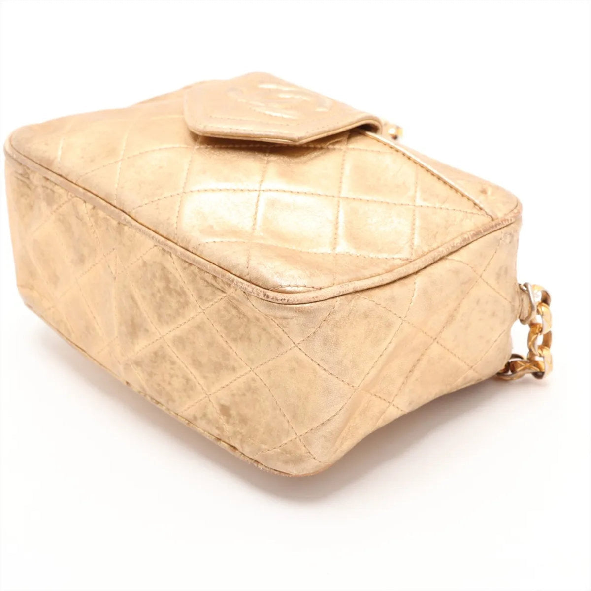 Chanel Gold Leather Crossbody Bag Shoulder Bag (Pre-Owned)