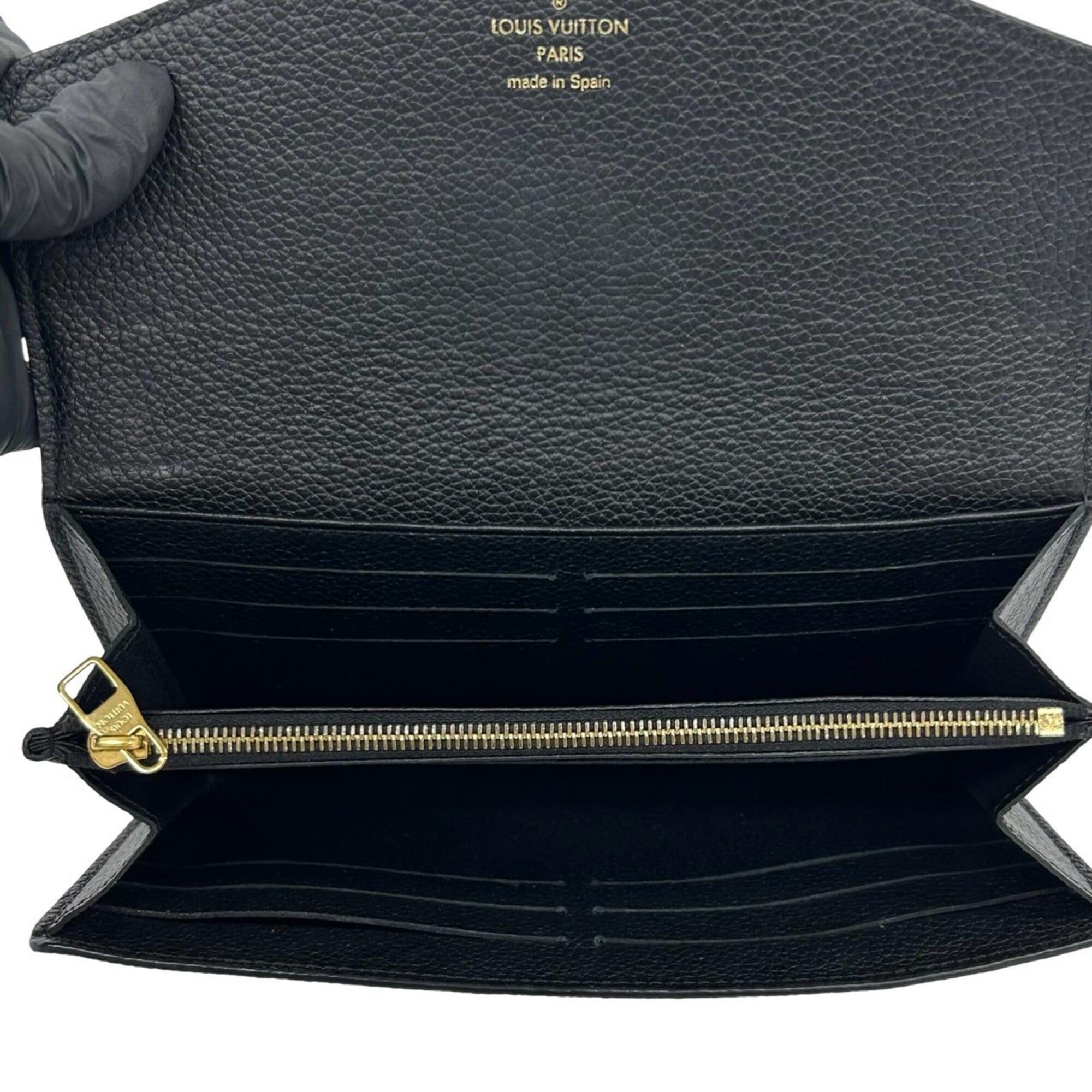 Louis Vuitton Black Leather Long Wallet (Bi-Fold) (Pre-Owned)