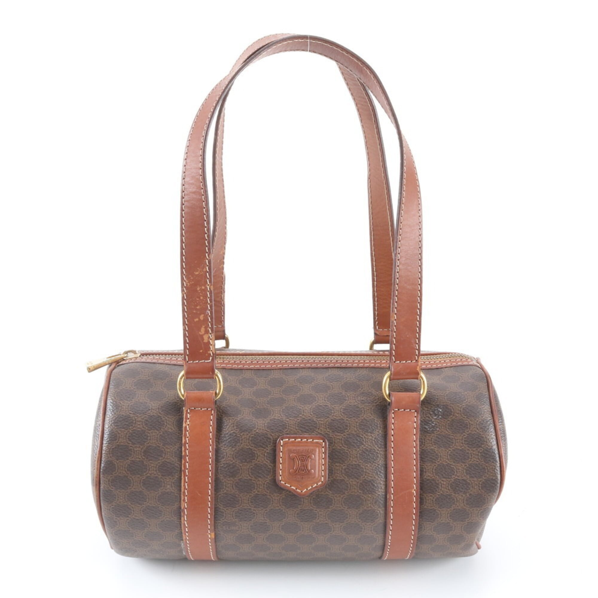 Celine Brown Leather Coated Canvas Shoulder Bag (Pre-Owned)