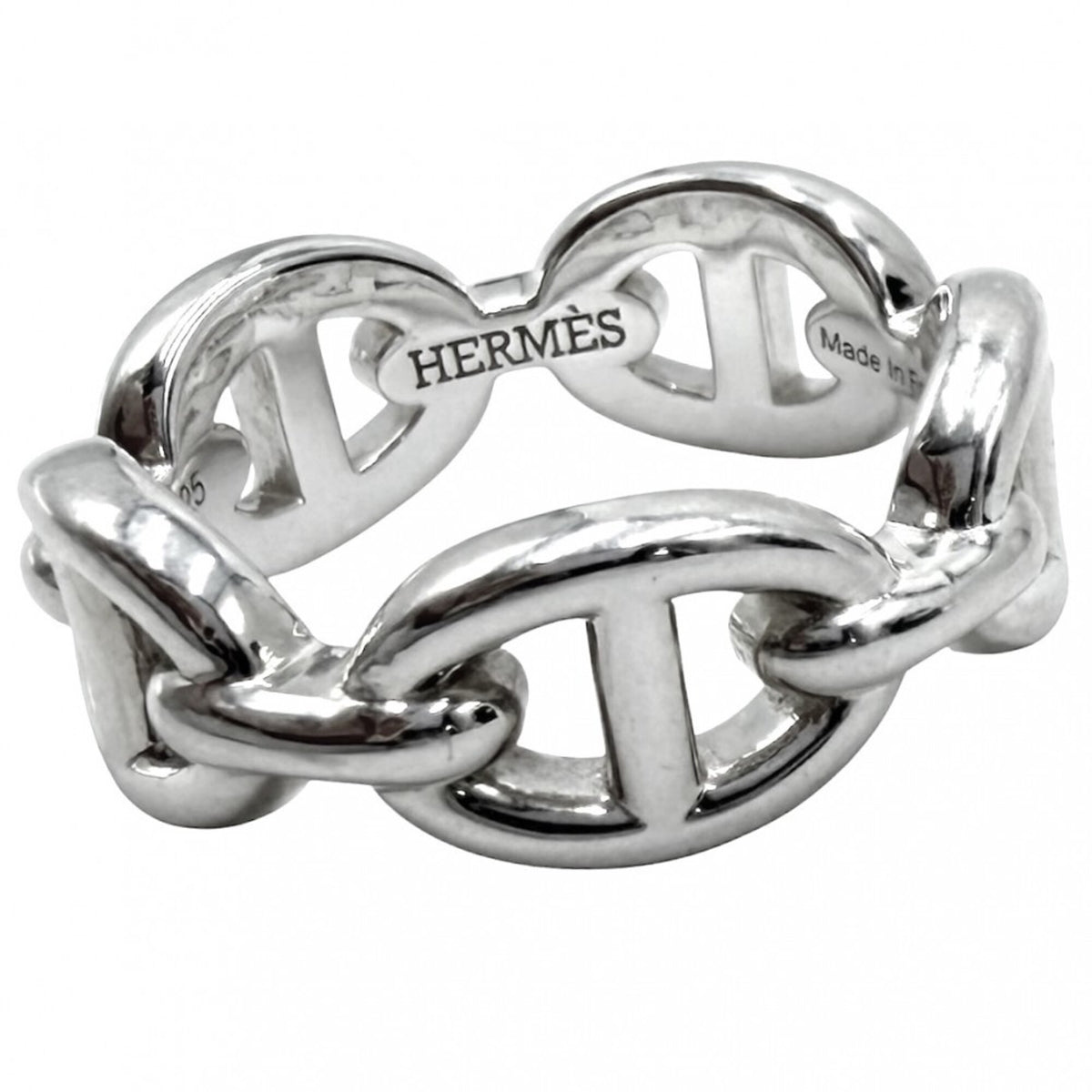 Hermes Silver 925 Band Ring (Pre-Owned)