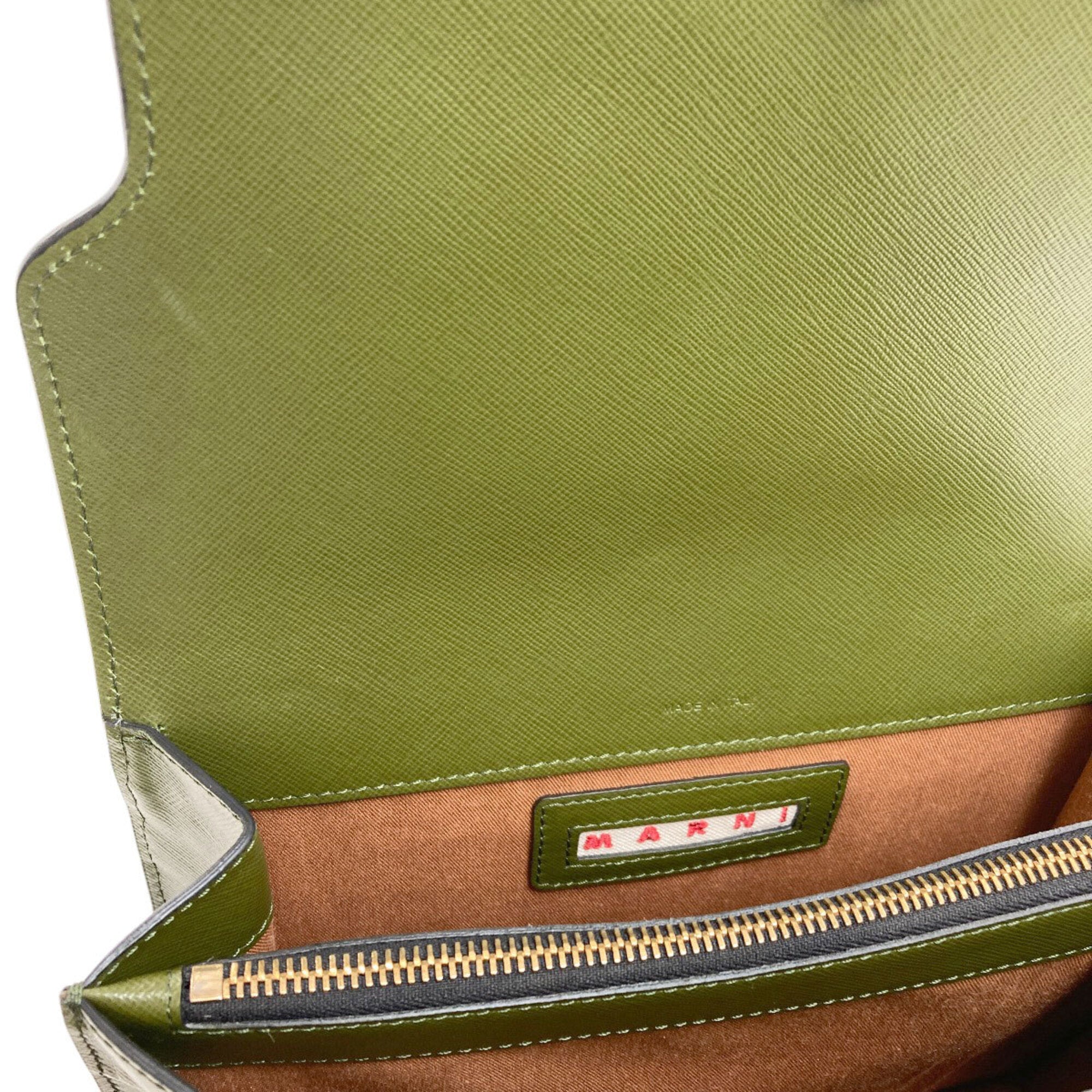 Marni Khaki Leather Shoulder Bag (Pre-Owned)