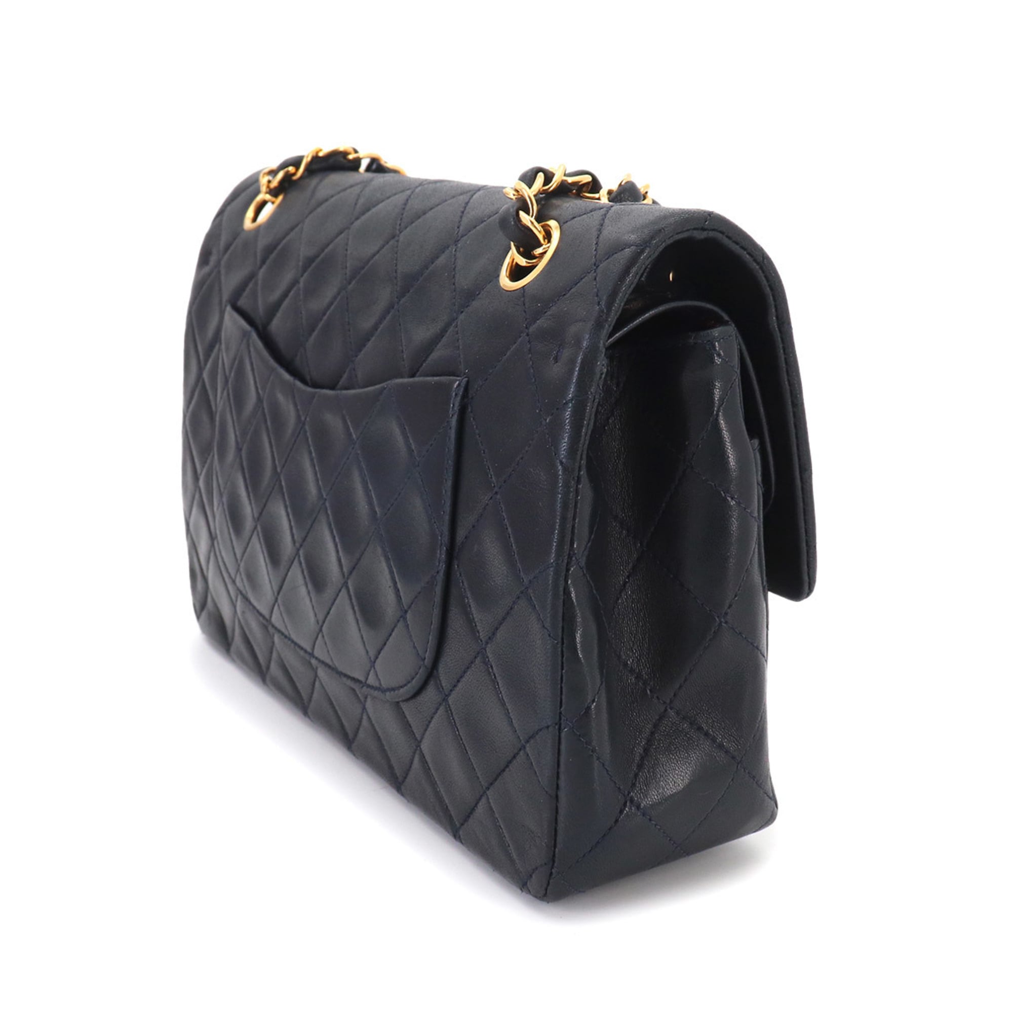 Chanel Matelasse Navy Leather Handbag Shoulder Bag (Pre-Owned)