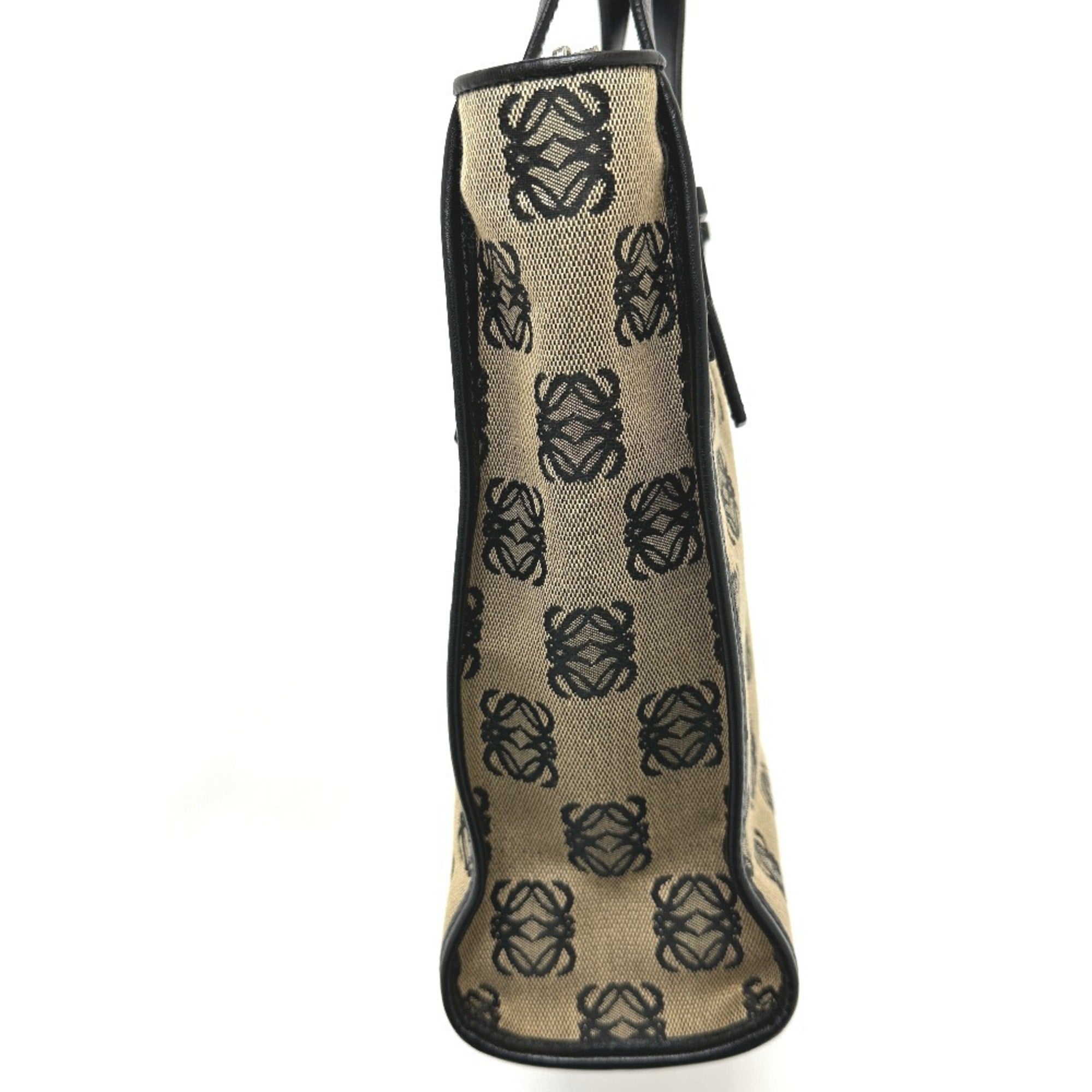 Loewe Beige Black Canvas Handbag Tote Bag (Pre-Owned)
