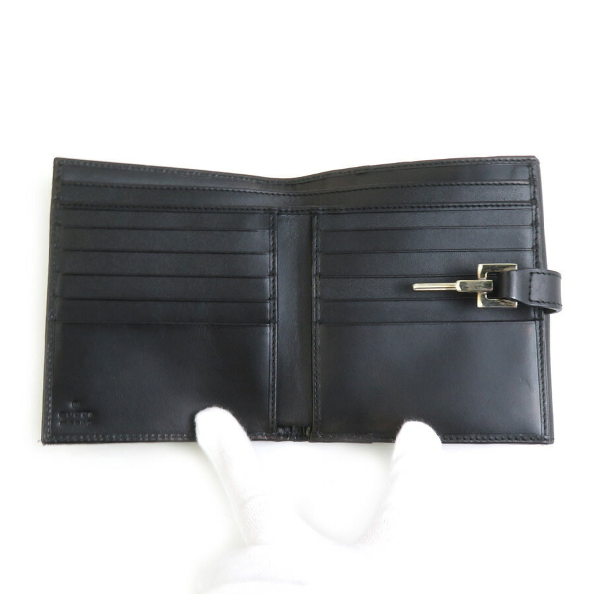 Gucci Black Gg Canvas Leather Wallet (Bi-Fold) (Pre-Owned)