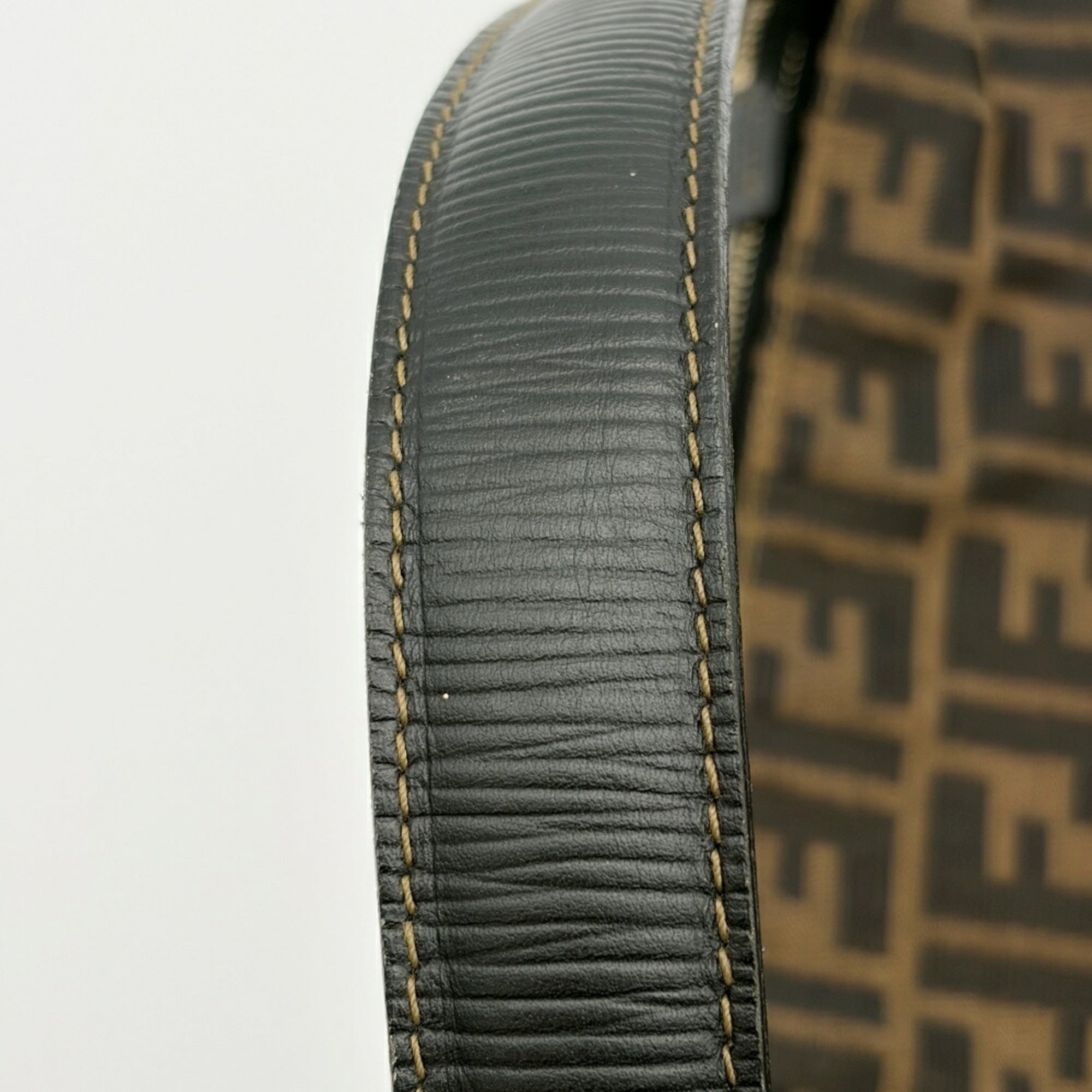 Fendi Zucca Black Brown Canvas Leather Shoulder Bag (Pre-Owned)
