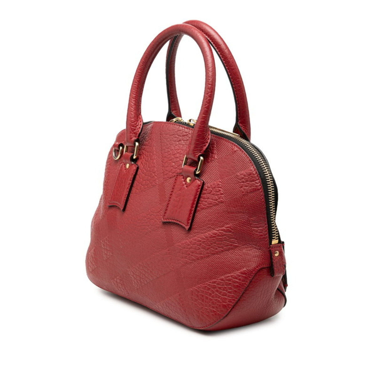 Burberry Red Color Leather Handbag Shoulder Bag (Pre-Owned)